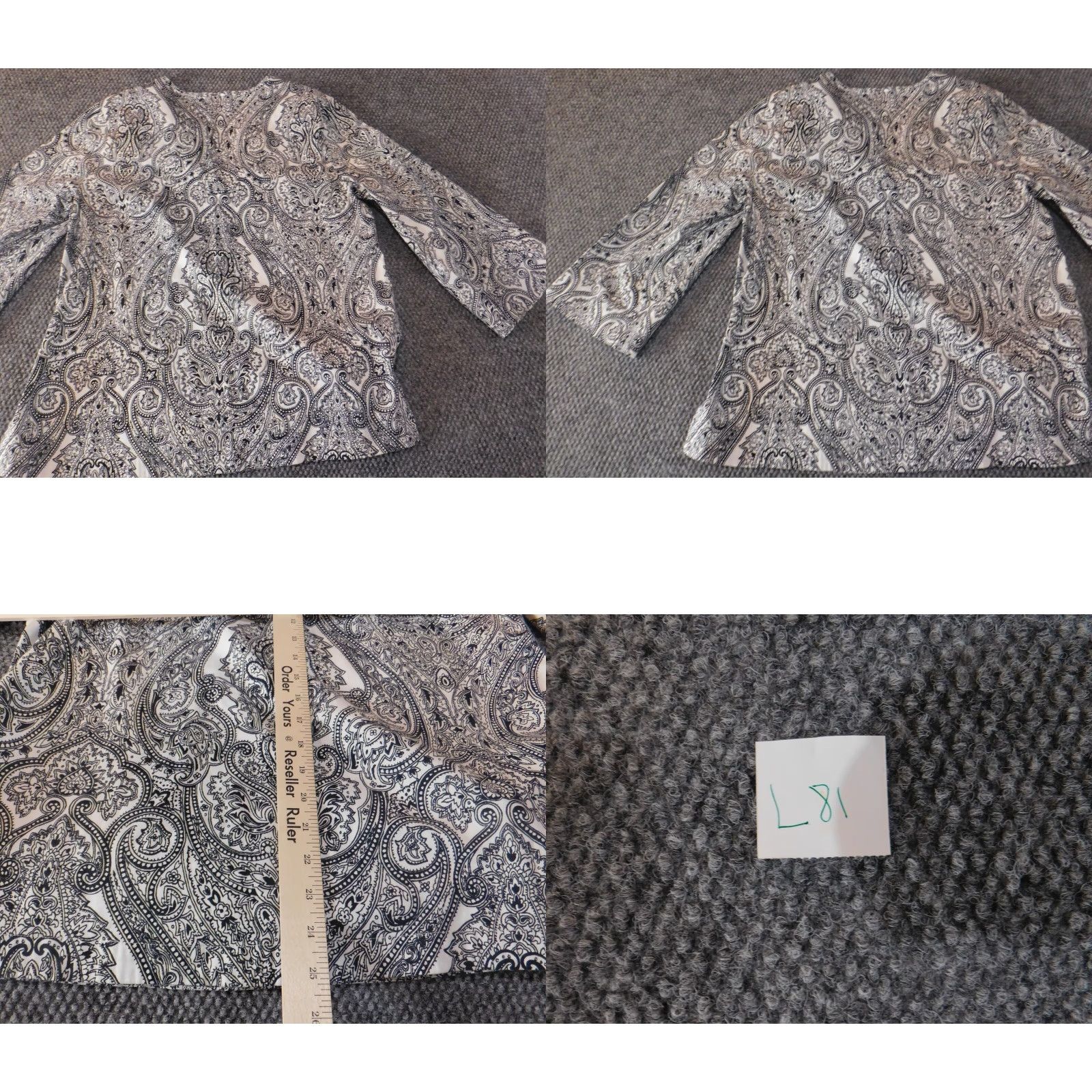 Talbots Talbots Womens Blouse L Gray Floral Designer V-Neck Pullover Knit Shirt Casual Stretch Regular Size L Womens Size L / US 10 / IT 46 - 8 Thumbnail