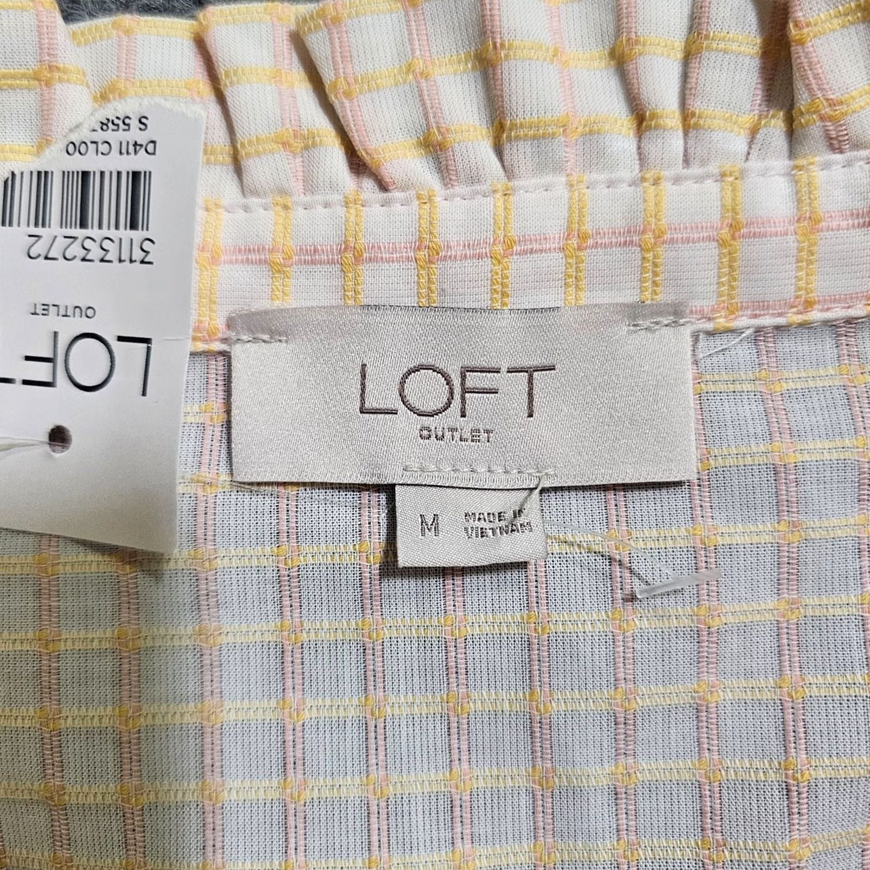 Loft LOFT Top Shirt Womens Medium White Yellow Plaid Long Sleeve Ruffle Neck Career Shirt Ladies Regular Size M Womens LOFT Blouse Shirt Size M / US 6-8 / IT 42-44 - 3 Thumbnail