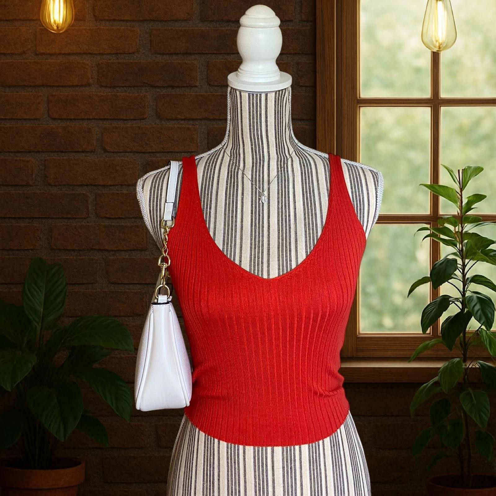 Other Orange ribbed tank top with built, ideal for a night out Size XS / US 0-2 / IT 36-38 - 1 Thumbnail