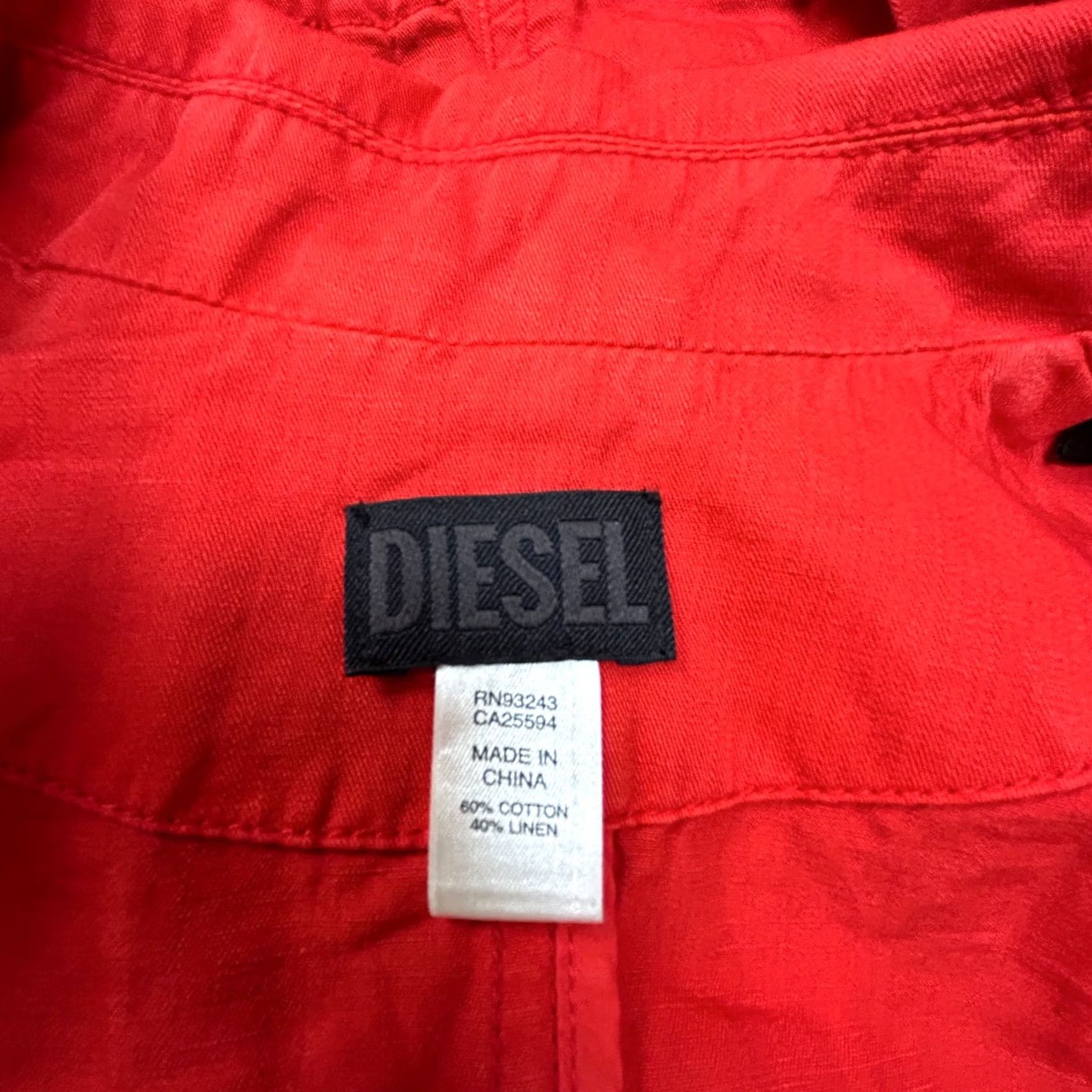 Diesel Diesel Jacket Blazer G-Bott Red Lightweight Notch Collar Linen Blend XXS Women Jacket Blazer, Regular Fit, Long Sleeve, Casual, Vintage: No Size XXS / US 00 / IT 34 - 3 Thumbnail