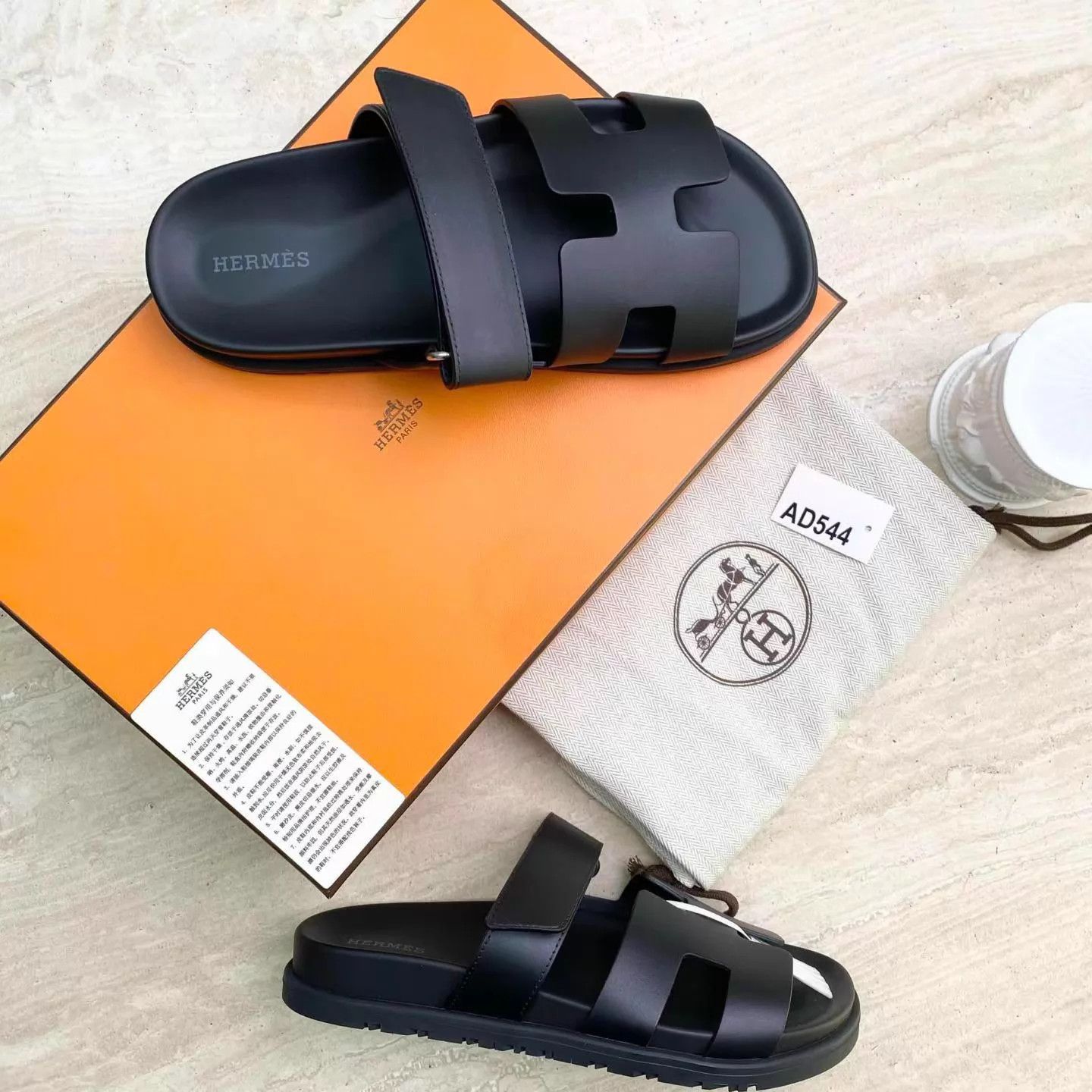 Hermes HERMES Chypre Black Sandals 37 Size US 6.5 / IT 36.5 - 1 Thumbnail