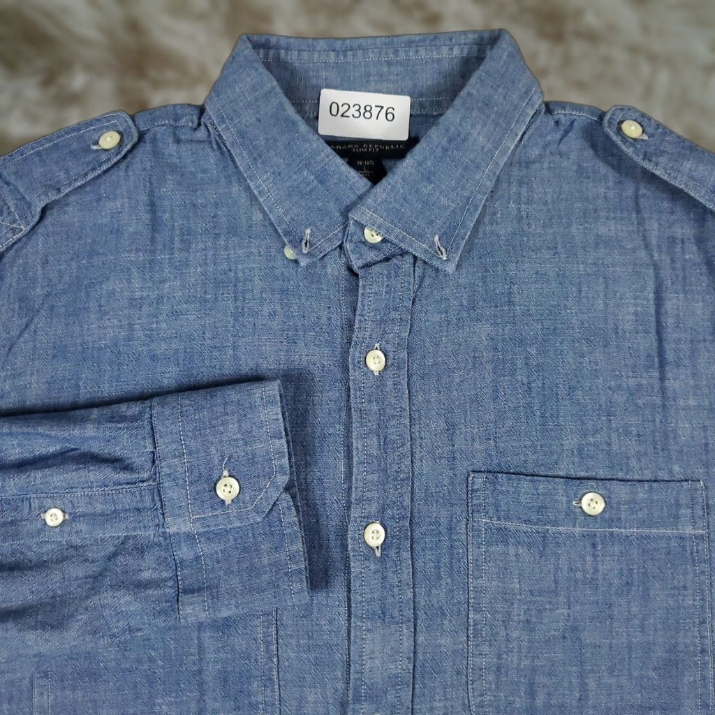 Banana Republic Banana Republic Shirt Mens 16.5 Blue Button-Up Long Sleeve Cotton Casual Formal Workwear Modern Mens Size US L / EU 52-54 / 3 - 1 Thumbnail