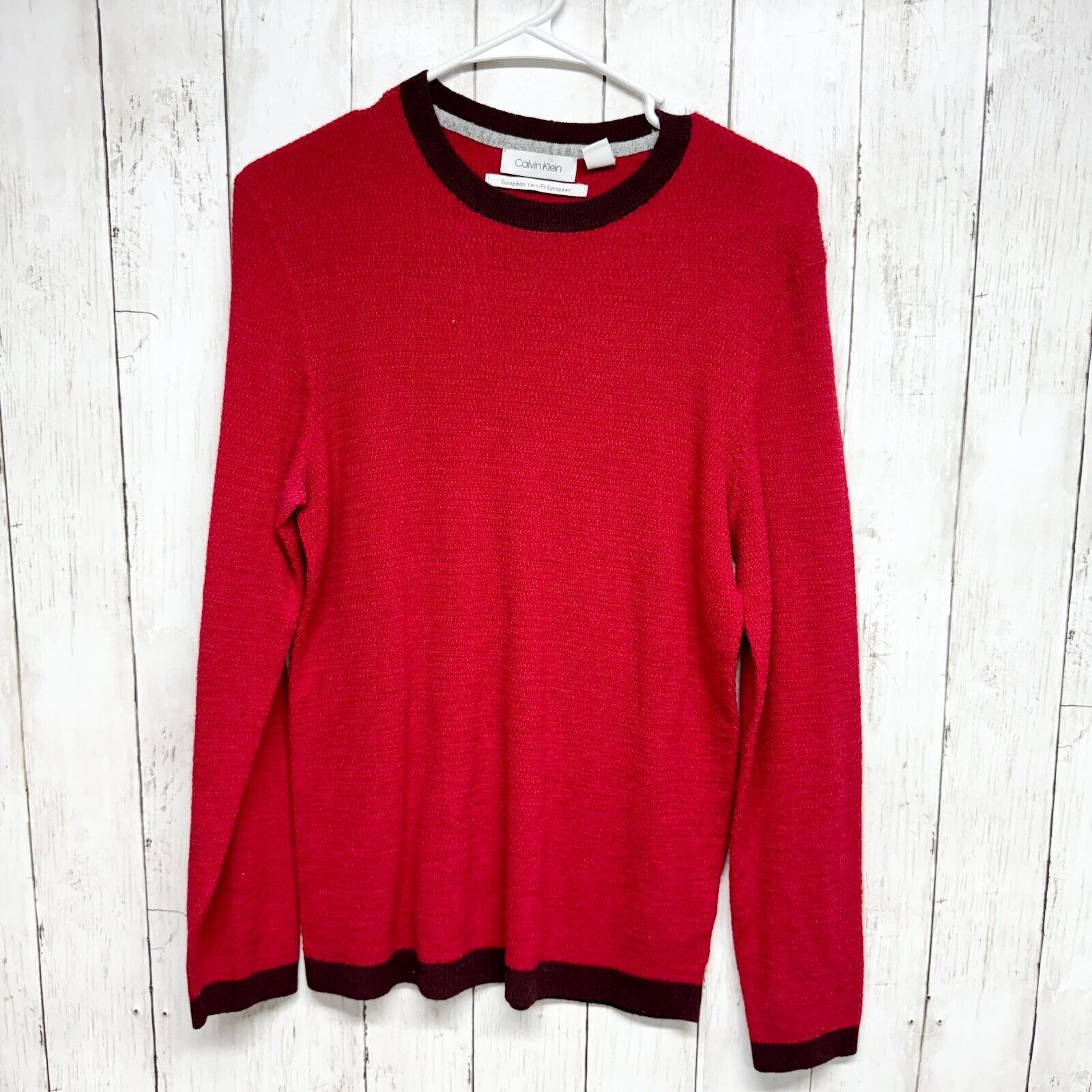 Calvin Klein Calvin Klein Sweater M Crewneck Red Long Sleeve Tight Knit Size US M / EU 48-50 / 2 - 1 Thumbnail