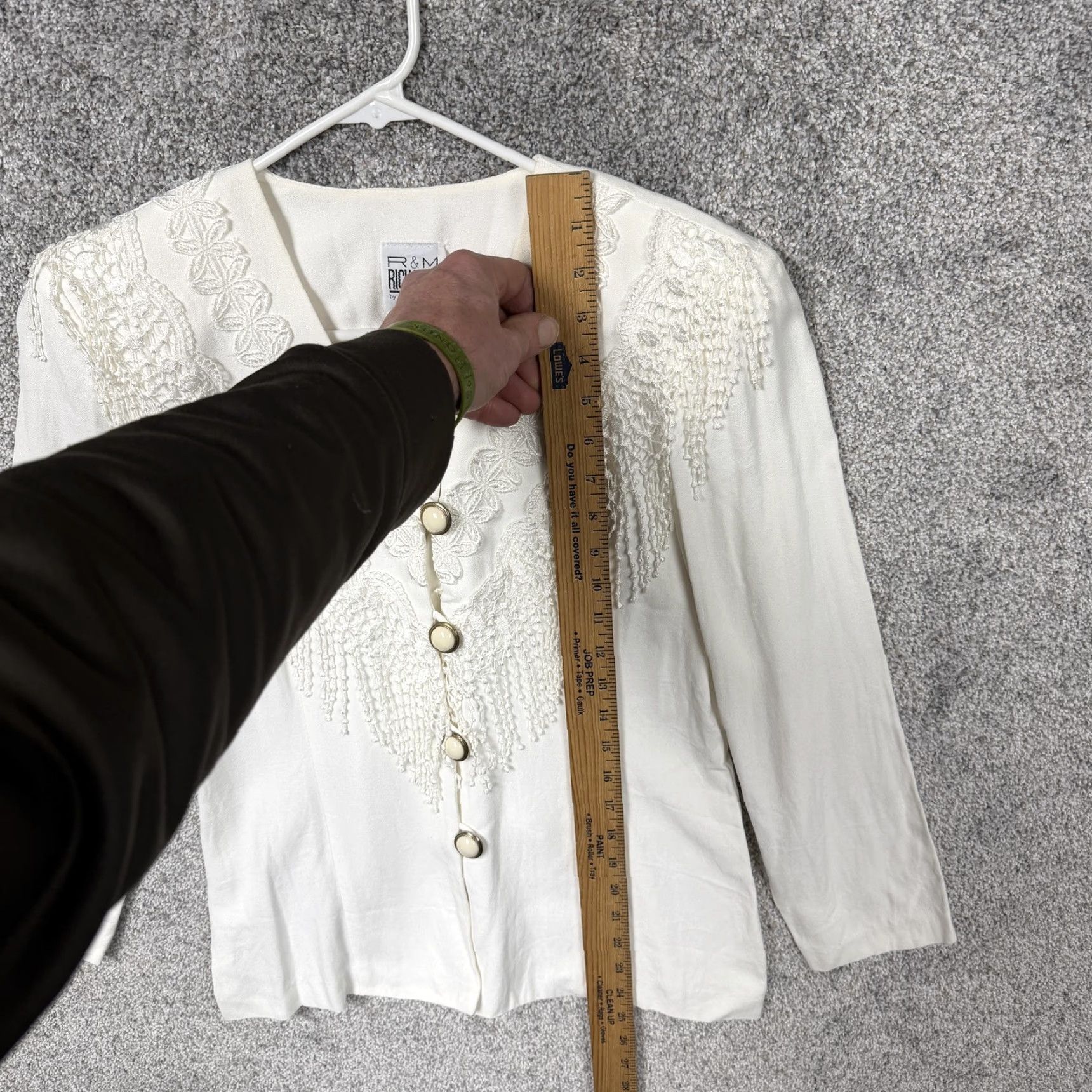 Vintage VINTAGE R&M Richards Blouse Womens 6P Petite White Fringe Embroidered Party/Shirt Size M / US 6-8 / IT 42-44 - 2 Thumbnail