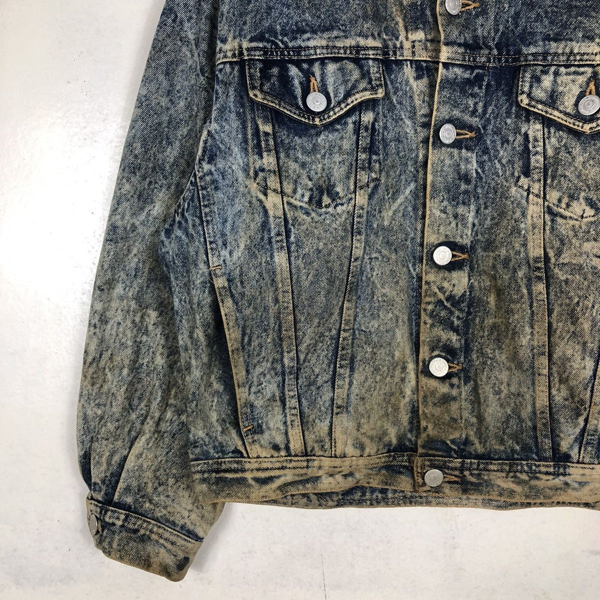 Edwin 📌VINTAGE RUSTY BIKER DENIM JACKET TRUCKER EDWIN Size US L / EU 52-54 / 3 - 6 Thumbnail