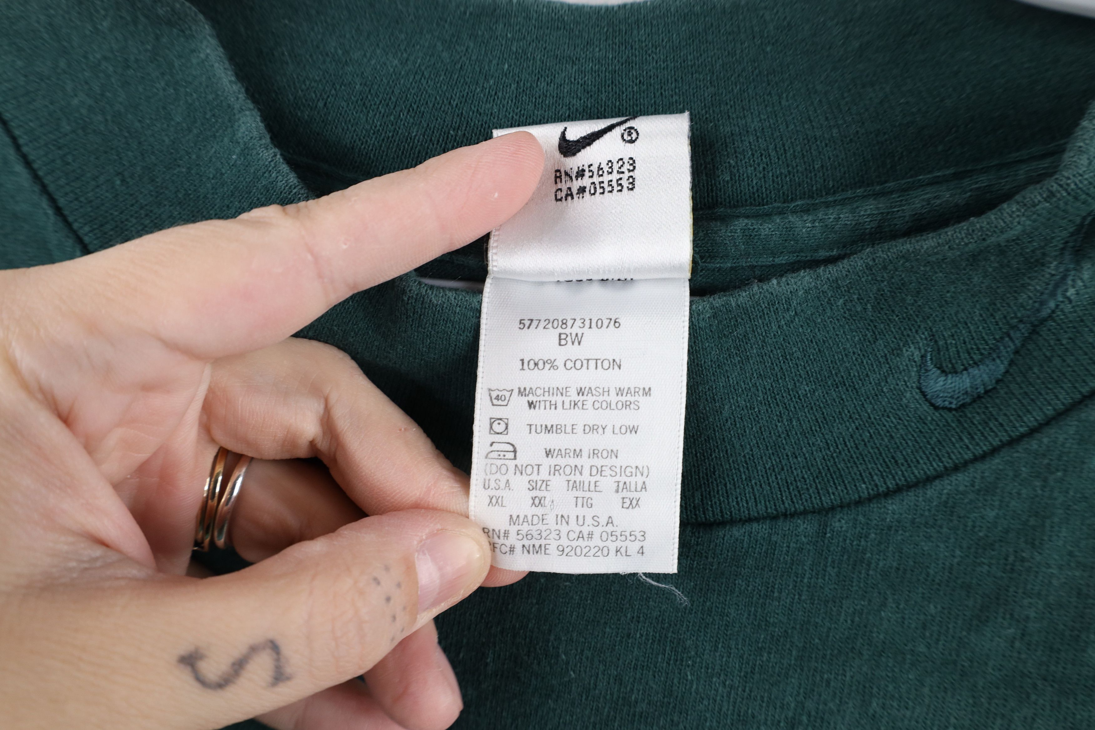 Nike × Vintage Vintage 90s Nike Swoosh Heavyweight Mock Neck T-Shirt USA Size US XXL / EU 58 / 5 - 6 Thumbnail