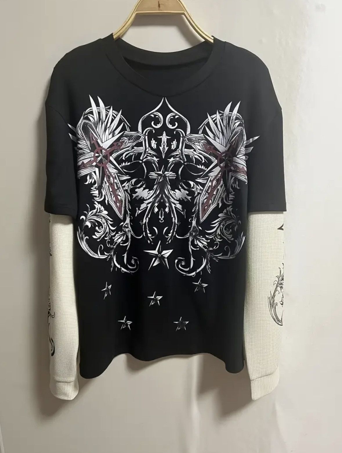 Vintage Black and white doubled layered long sleeve shirt Size M / US 6-8 / IT 42-44 - 1 Thumbnail