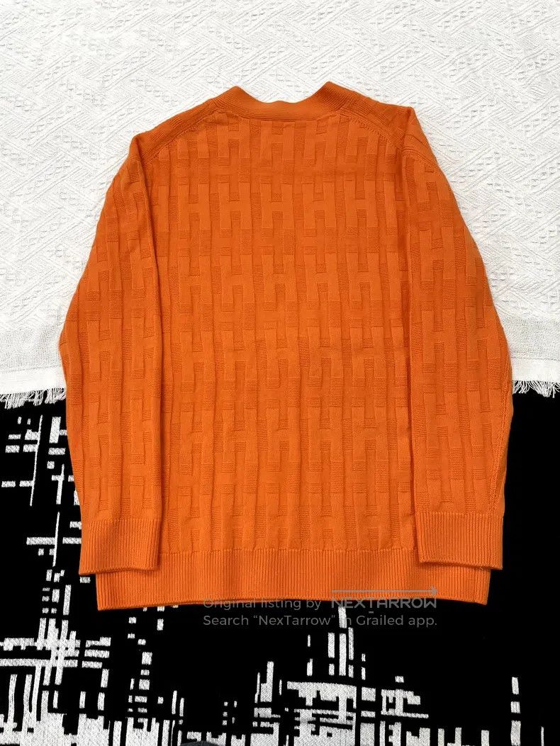 Hermes Hermes Orange Wool Knit Cardigan Logo Jacket Long Sleeve T Size XS / US 0-2 / IT 36-38 - 2 Thumbnail
