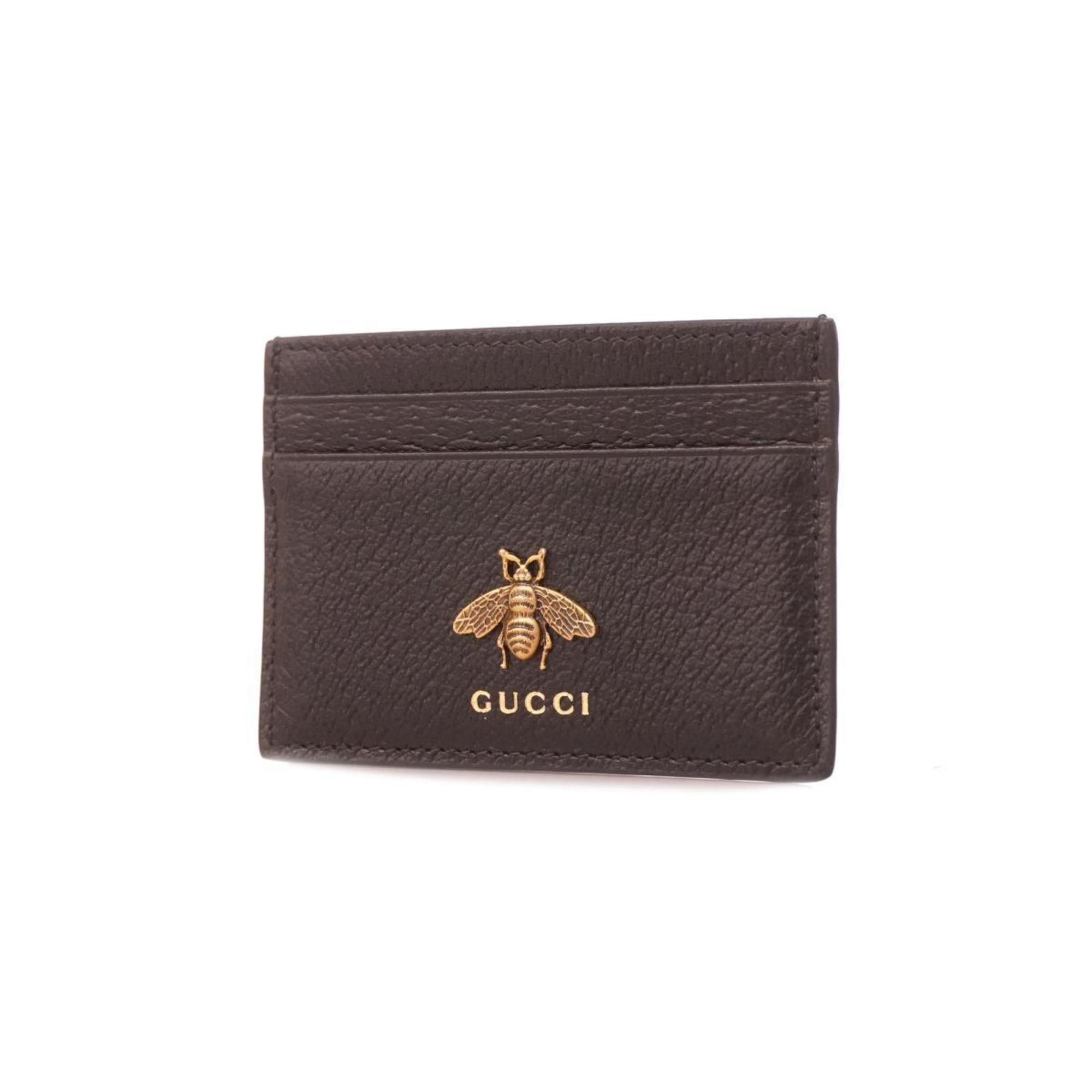 image of Gucci Business Card Holder/card Case 523685 Leather Black Women's