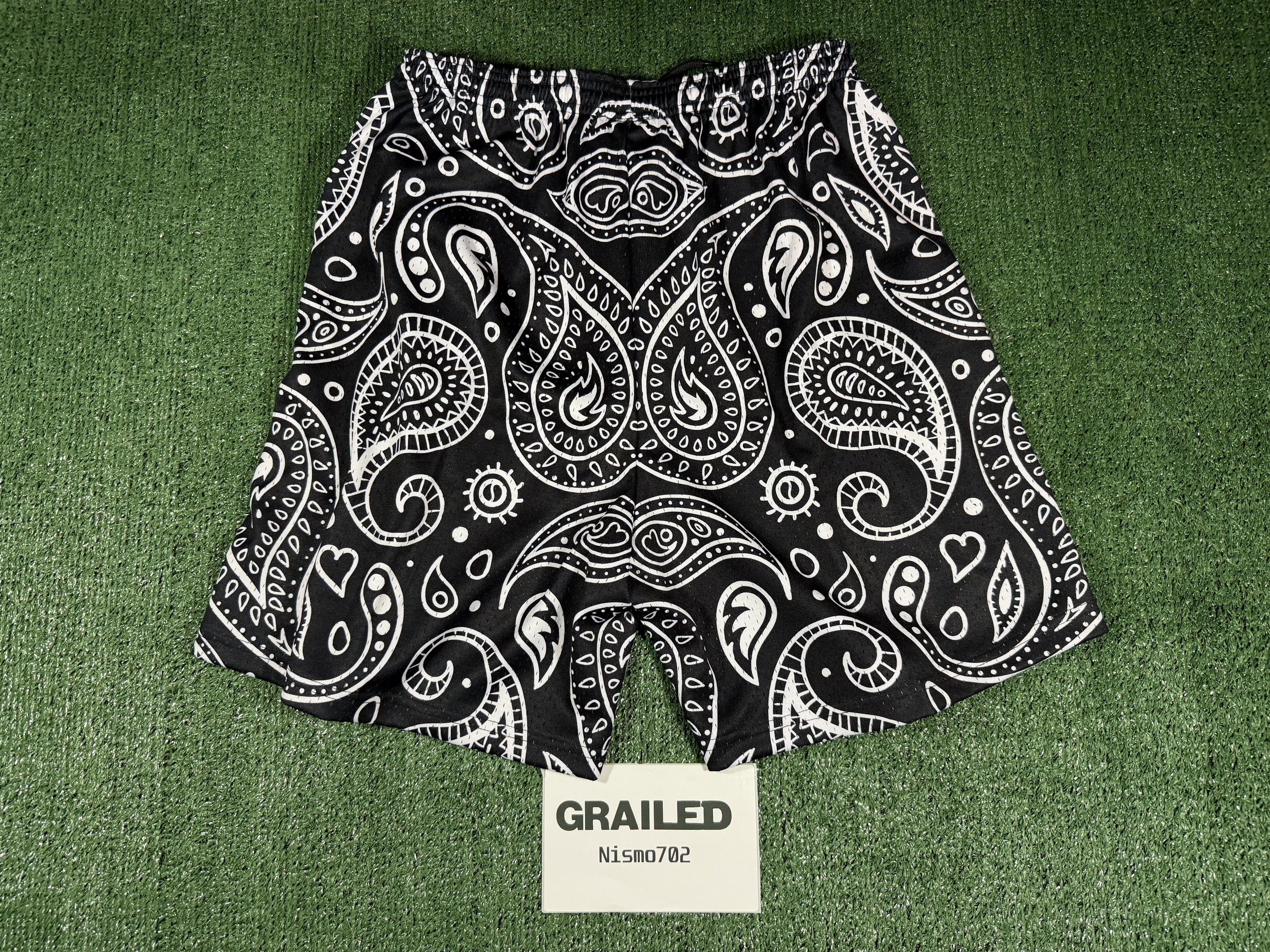 Other Lost Files Black Paisley Mesh Shorts XL Size US 36 / EU 52 - 2 Thumbnail
