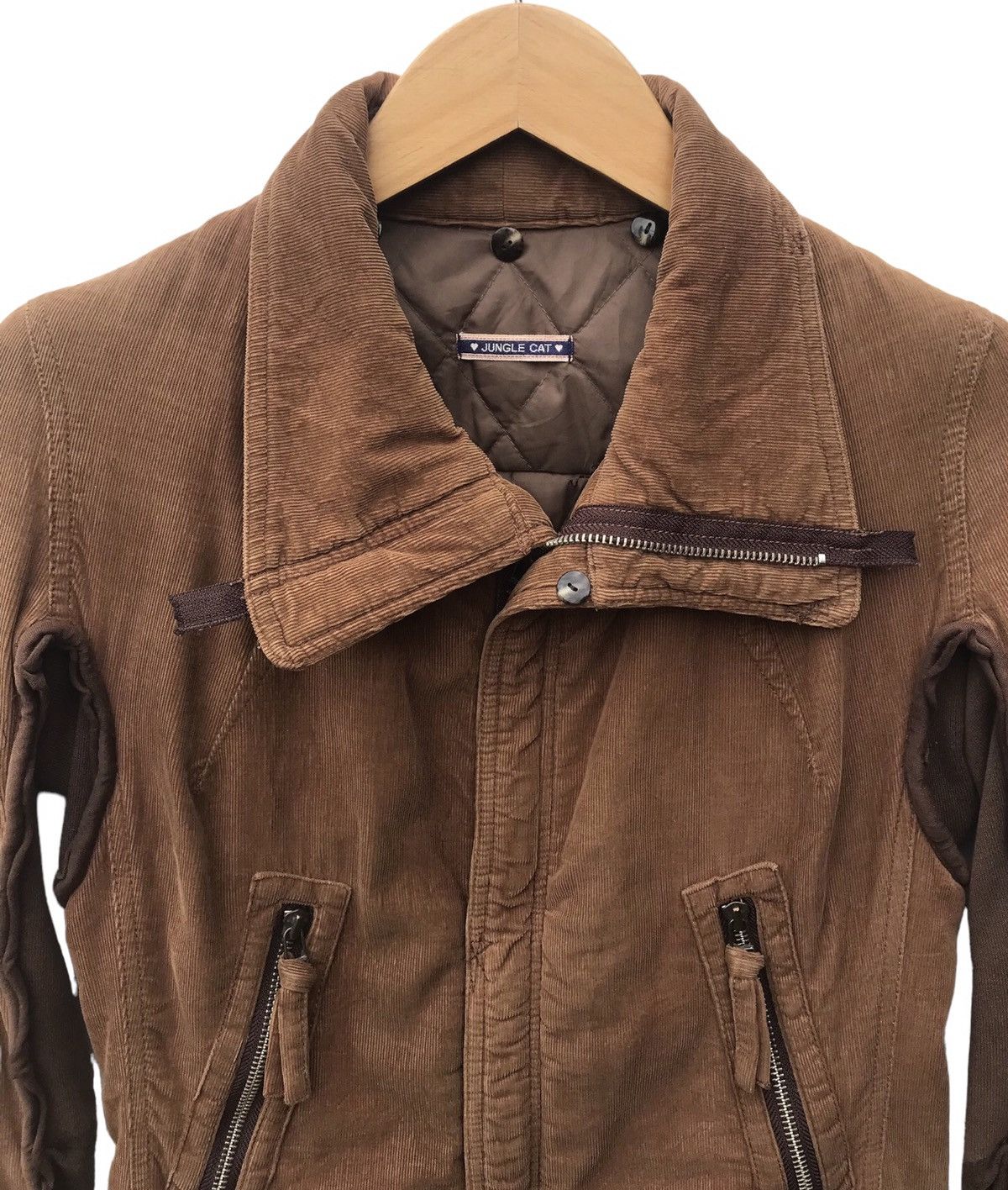 Japanese Brand Jungle Cat Distressed Corduroy Women Jacket ( 16”X22” ) Size S / US 4 / IT 40 - 2 Thumbnail