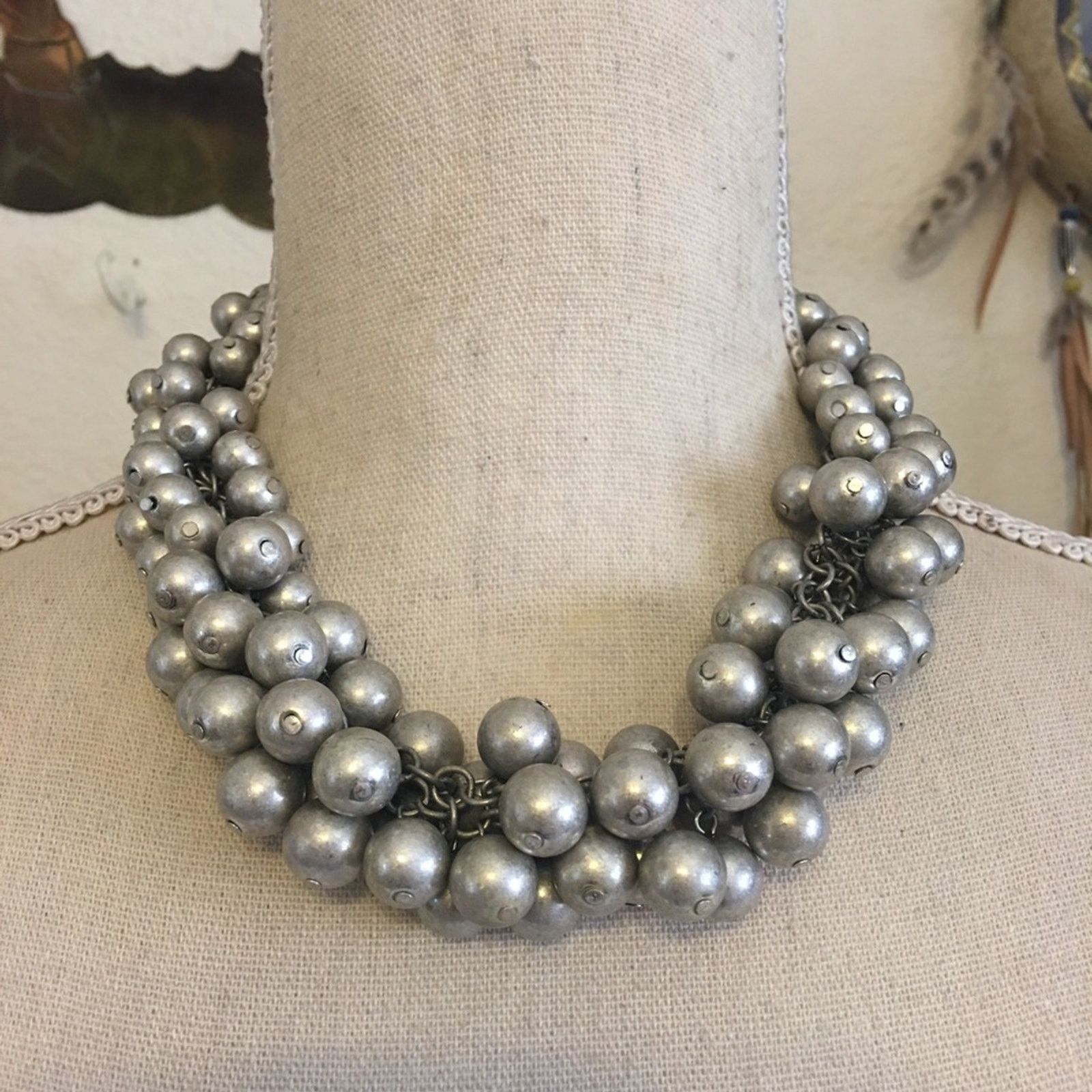 Jewelry Premier Design Matte Silver Pearl Cluster Necklace, Women's