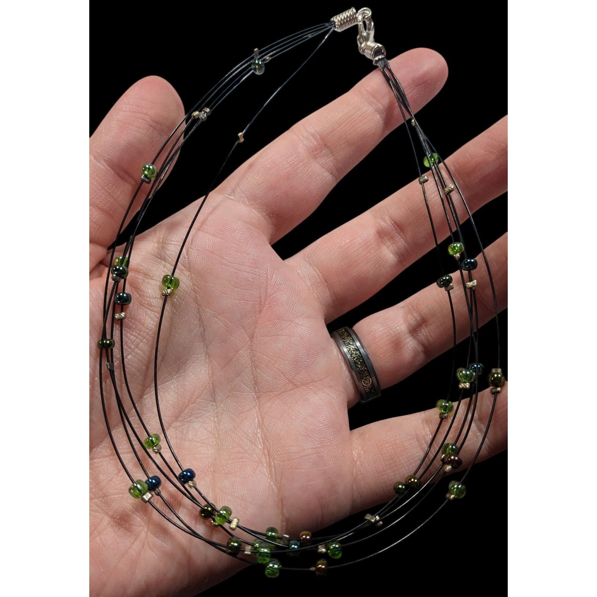 Other Casual Green And Brown Layered Floating Glass Bead Necklace Size ONE SIZE - 3 Thumbnail