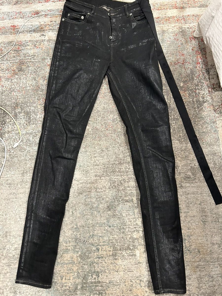 image of Need These Gone Rick Owens Black Foil Jeans, Men's (Size 27)