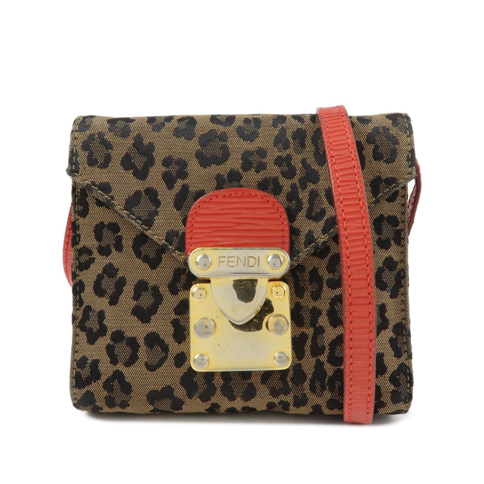 Fendi Fendi Leopard Canvas & Leather Crossbody Bag Brown Size ONE SIZE - 1 Thumbnail