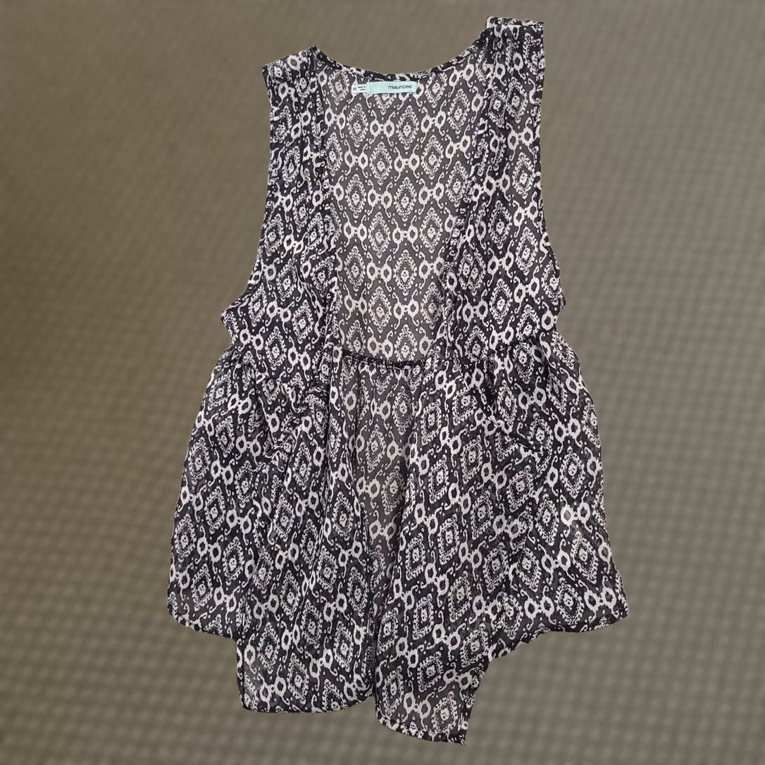 Vintage Maurices Open Front Cardigan Women's XS Black Grey Sleeveless Tank Lightweight Size XS / US 0-2 / IT 36-38 - 1 Thumbnail