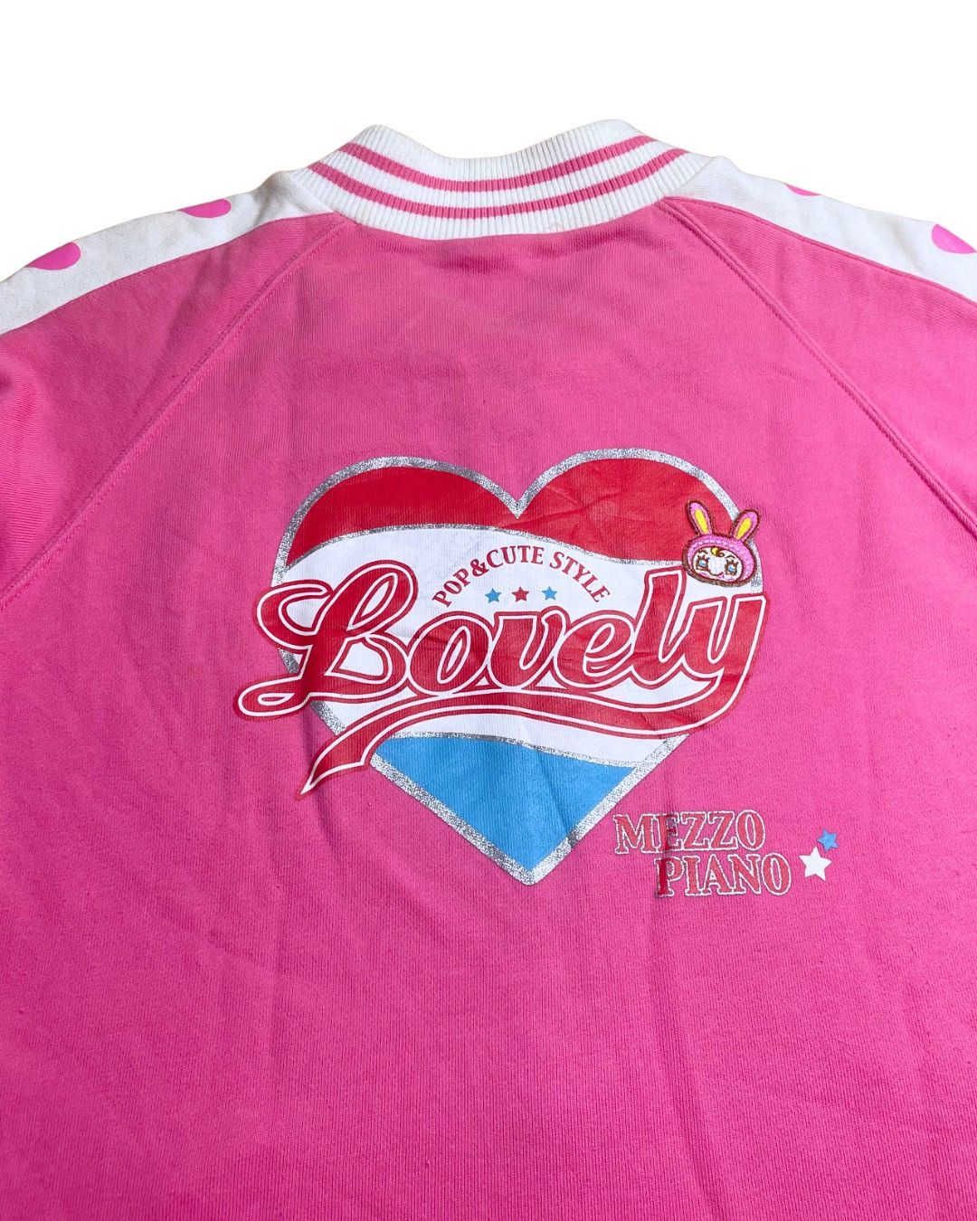 Japanese Brand Mezzo Piano "Pop-Star" Heart-Sleeve Varsity Track Jacket Size S / US 4 / IT 40 - 4 Thumbnail