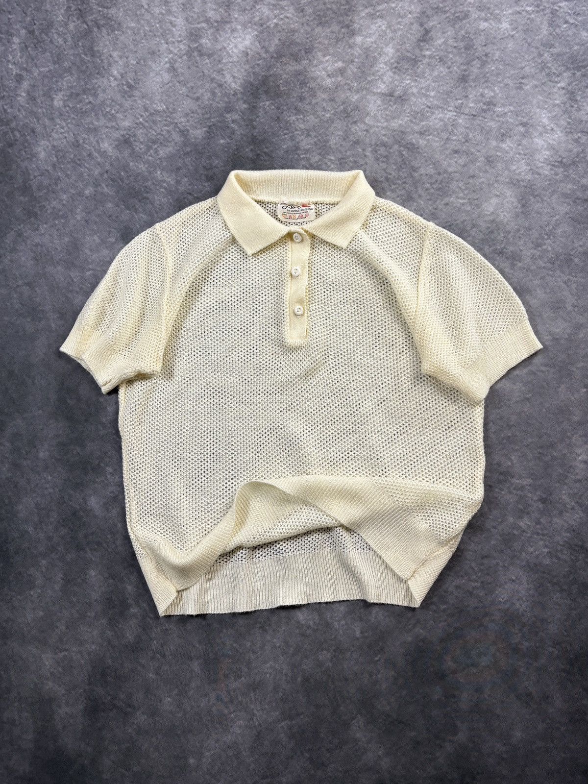 Vintage 1970s Vintage Knit Polo Mr. Love Acrylic Sheer Mesh MCM 70s Size S / US 4 / IT 40 - 1 Thumbnail