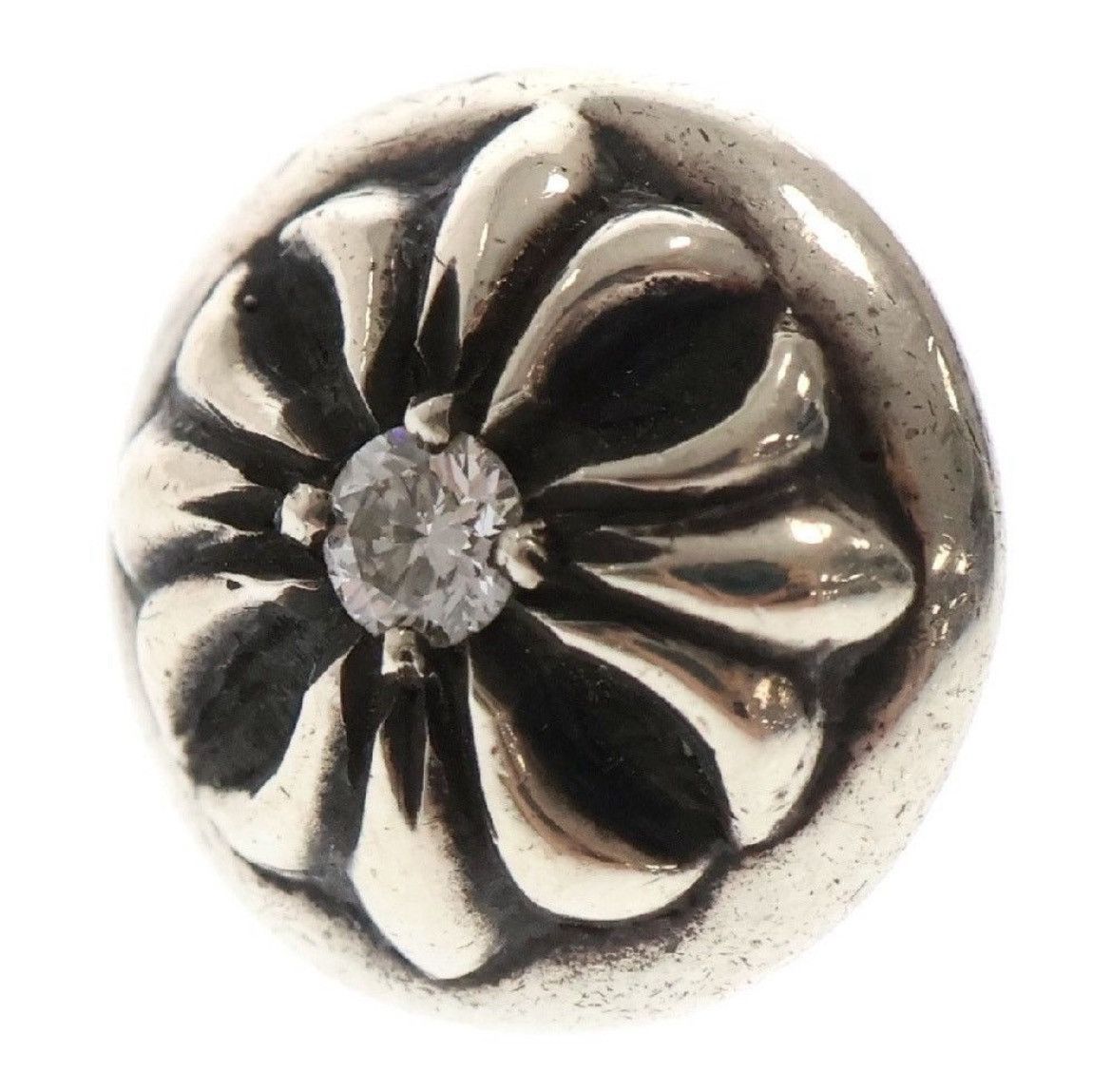 CHROME HEARTS Diamond Silver Cross Ball Earring