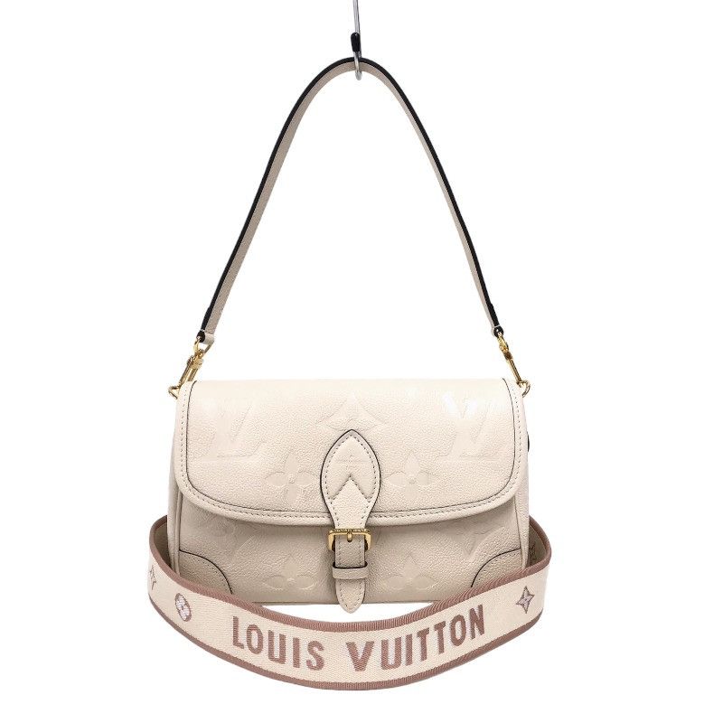 image of Louis Vuitton Diane Creme Empreinte Shoulder Bag in White, Women's