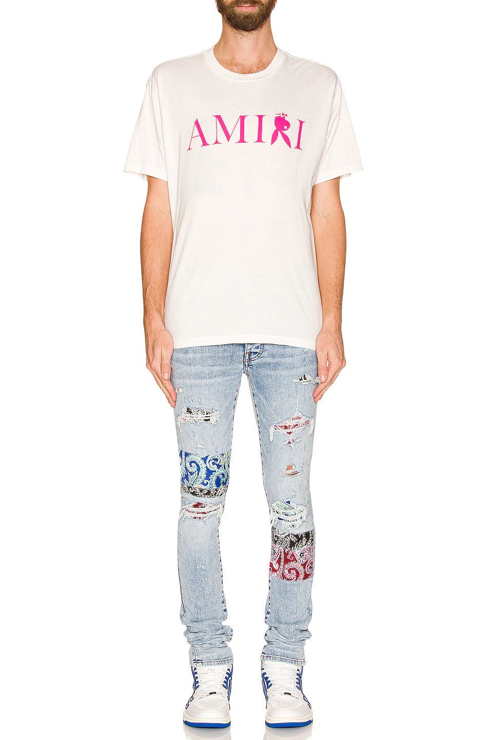 Amiri o1gr1nt0924 Pajama Art Patch Jeans in Light Blue Size US 29 - 4 Thumbnail