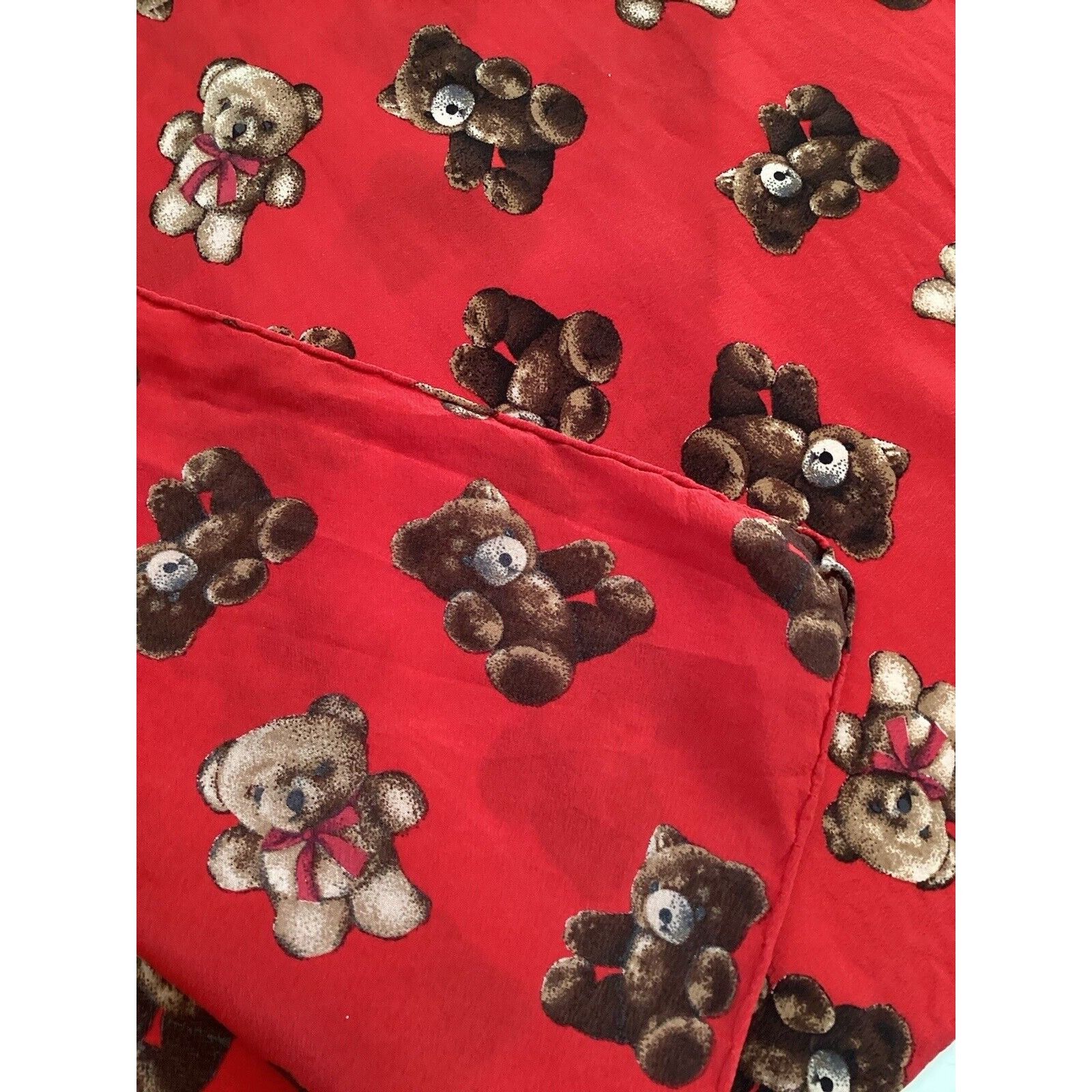 Other VIP COMPANY Red Teddy Bear Rectangle Silk Scarf Switzerland Size ONE SIZE - 9 Thumbnail
