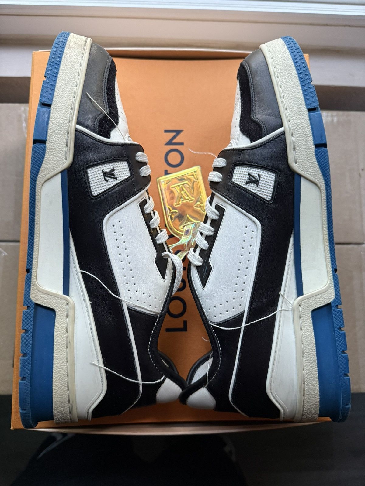 Louis Vuitton Louis Vuitton Black White Blue SS21 Upcycled Trainer Sneaker Size US 9.5 / EU 42-43 - 3 Thumbnail