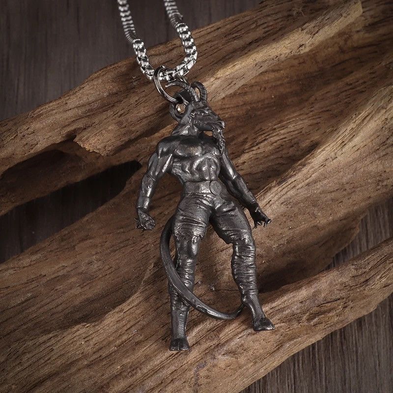Jewelry Gothic Demon Sheep Head Satanic Warrior Lucifer Necklace Size ONE SIZE - 2 Thumbnail