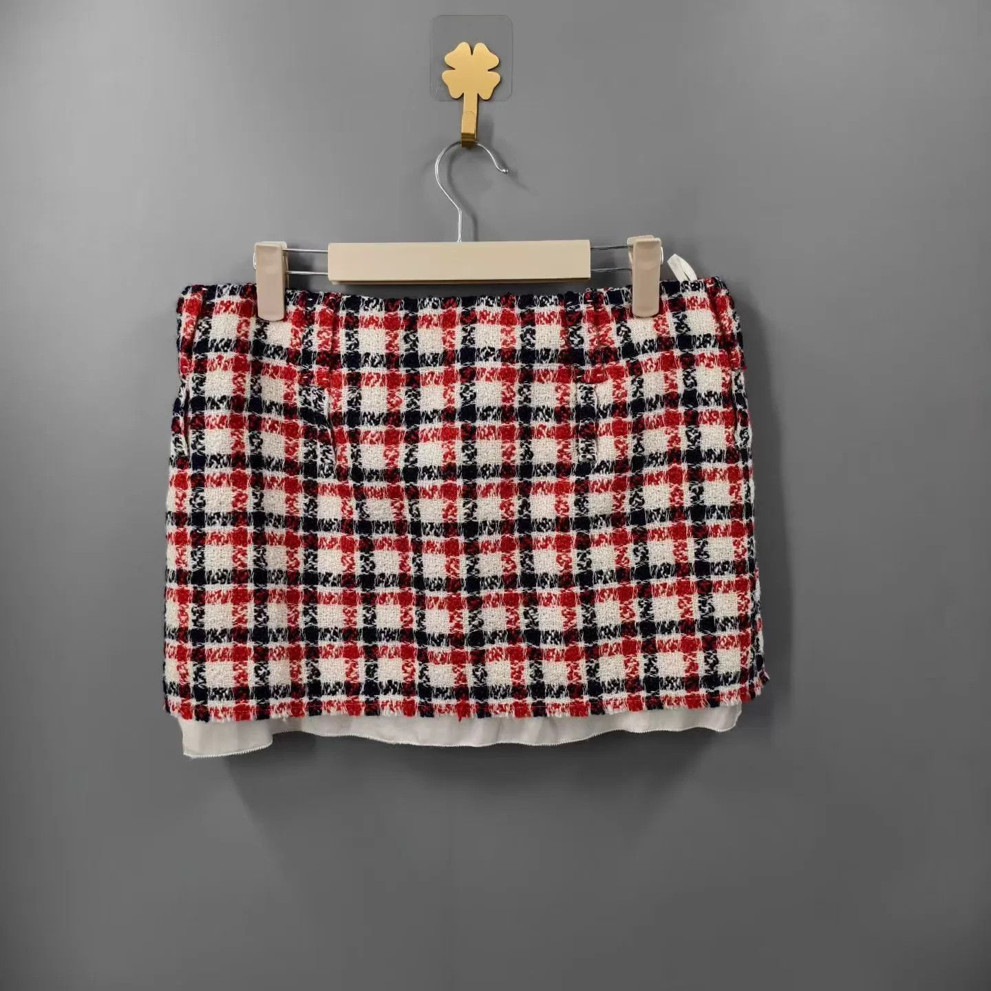 Miu Miu MIU MIU women's red checkered logo short skirt size 40 Size 27" / US 4 / IT 40 - 2 Thumbnail
