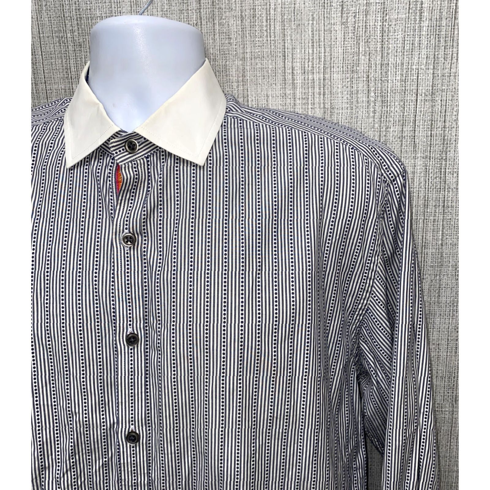Robert Graham Robert Graham Mens Long Sleeve Button Down Collared Shirt Gray/White XL Size US XL / EU 56 / 4 - 2 Thumbnail