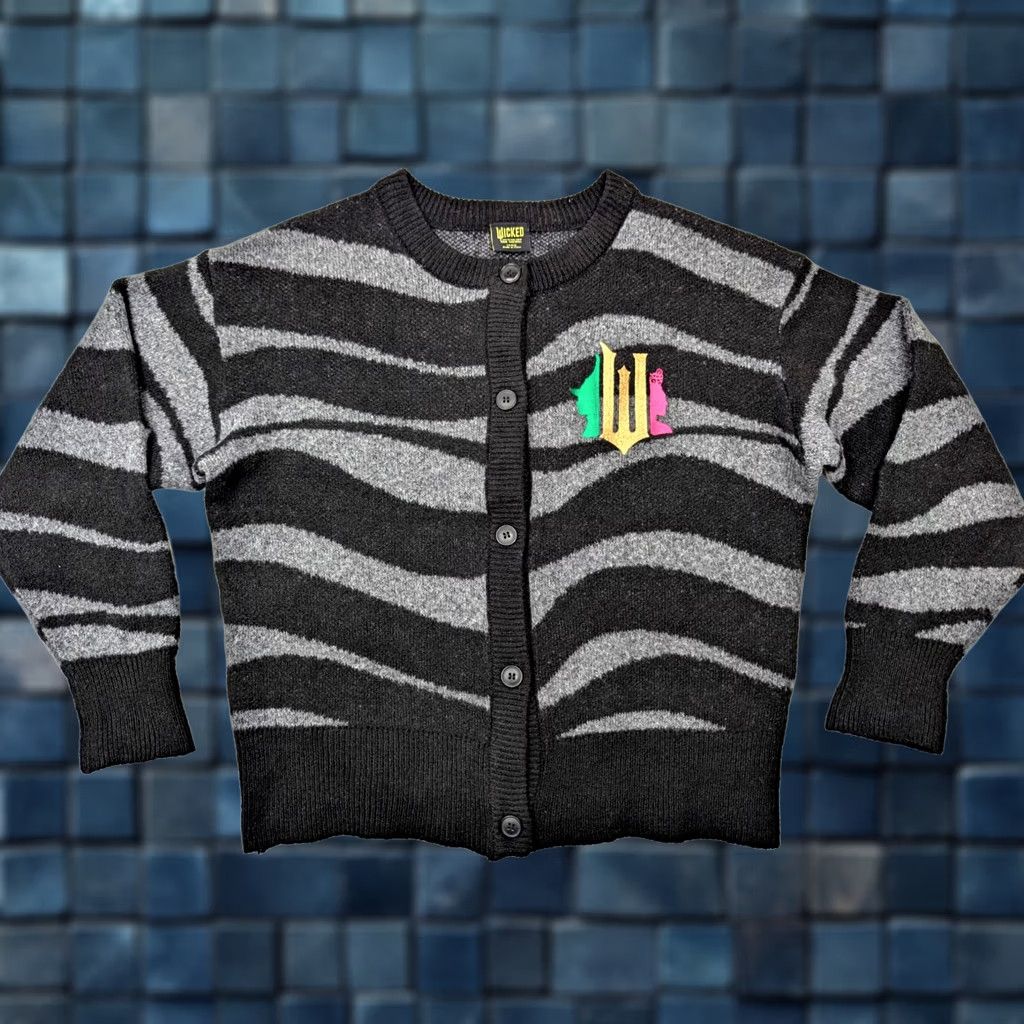 Vintage WICKED Paul Tazewell Cardigan Size L Black Striped Wizard Oz Cozy Soft Stretch Size L / US 10 / IT 46 - 1 Thumbnail