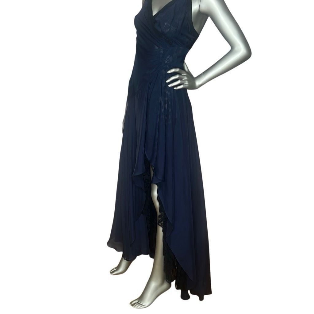 SikSilk Meghan Silk Lace-Trim Dark Blue Gown Dress 4 (024) Size S / US 4 / IT 40 - 8 Thumbnail