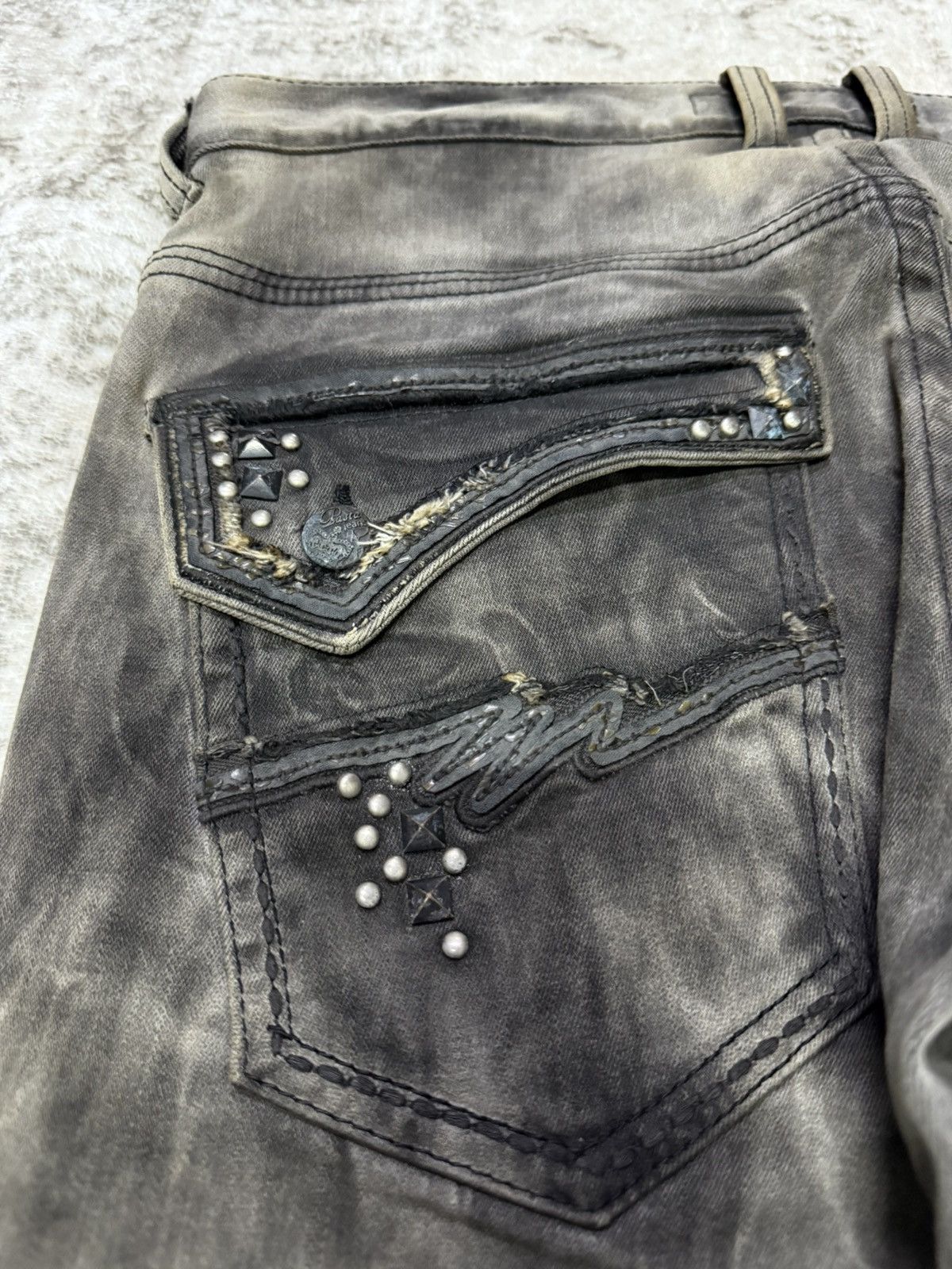 Japanese Brand Japanese Brand Pasta Denim Studded Waxed Coated Jeans Size US 30 / EU 46 - 6 Thumbnail