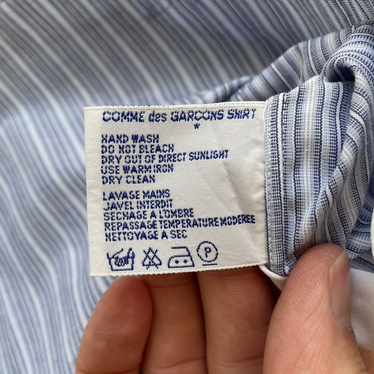 Comme des Garcons Blue/White Stripe Shirt With ‘Splat Print’ Size US M / EU 48-50 / 2 - 10 Thumbnail