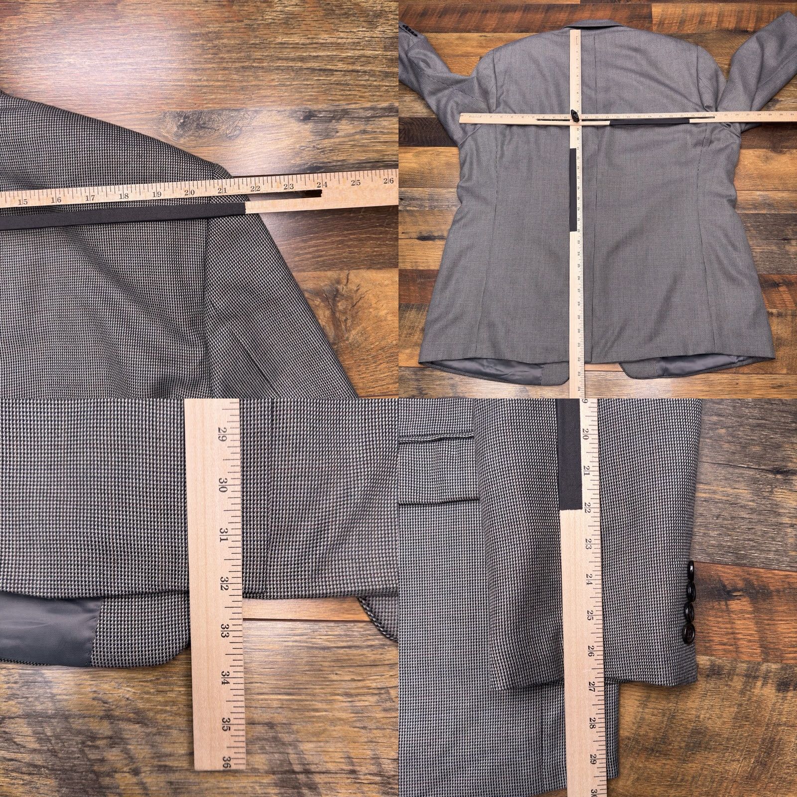 Ralph Lauren Lauren Ralph Lauren Blazer Jacket Long Single-Breasted 2-Button Notch Lapel Gray Polyester Rayon 50 Regular Mens Vintage No Size 50R - 9 Thumbnail