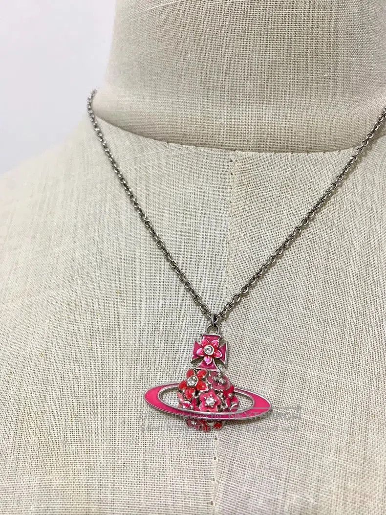 Vivienne Westwood Pink Saturn Necklace .