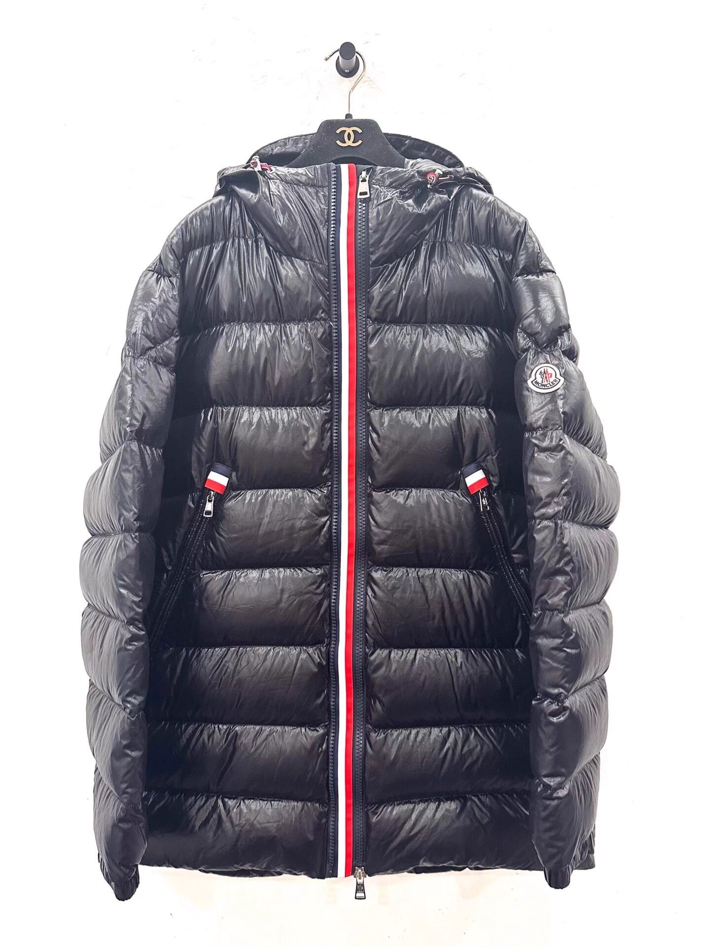 Moncler Moncler Men's Tricolor Stripe Side Logo Down Jacket Size US XL / EU 56 / 4 - 1 Thumbnail