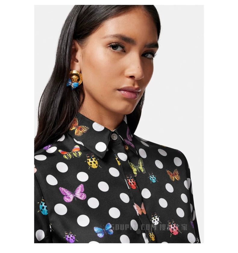 Versace Versace Casual fashion lapel butterfly-embellished silk sh Size S / US 4 / IT 40 - 1 Thumbnail