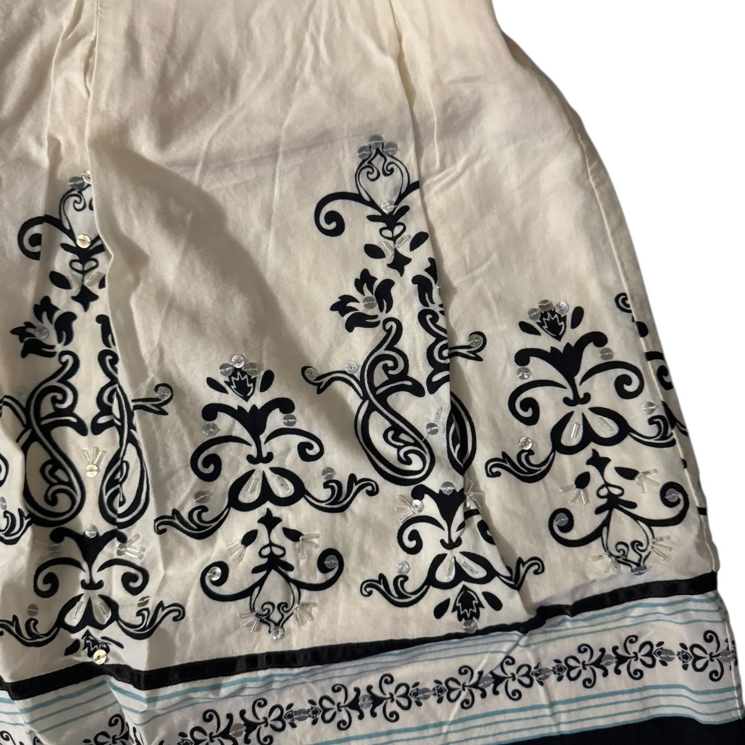 Apt. 9 Apt. 9 White Pleated Skirt Bead Sequined Scroll Size 14 Size 34" / US 12 / IT 48 - 3 Thumbnail