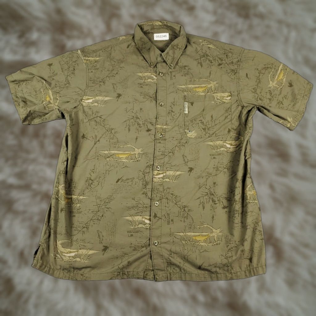 Vintage Columbia Shirt Mens XL Brown Short Sleeve Button-Up Cotton Geometric Pattern Collared Pockets All Seasons Mens Size US XL / EU 56 / 4 - 1 Thumbnail