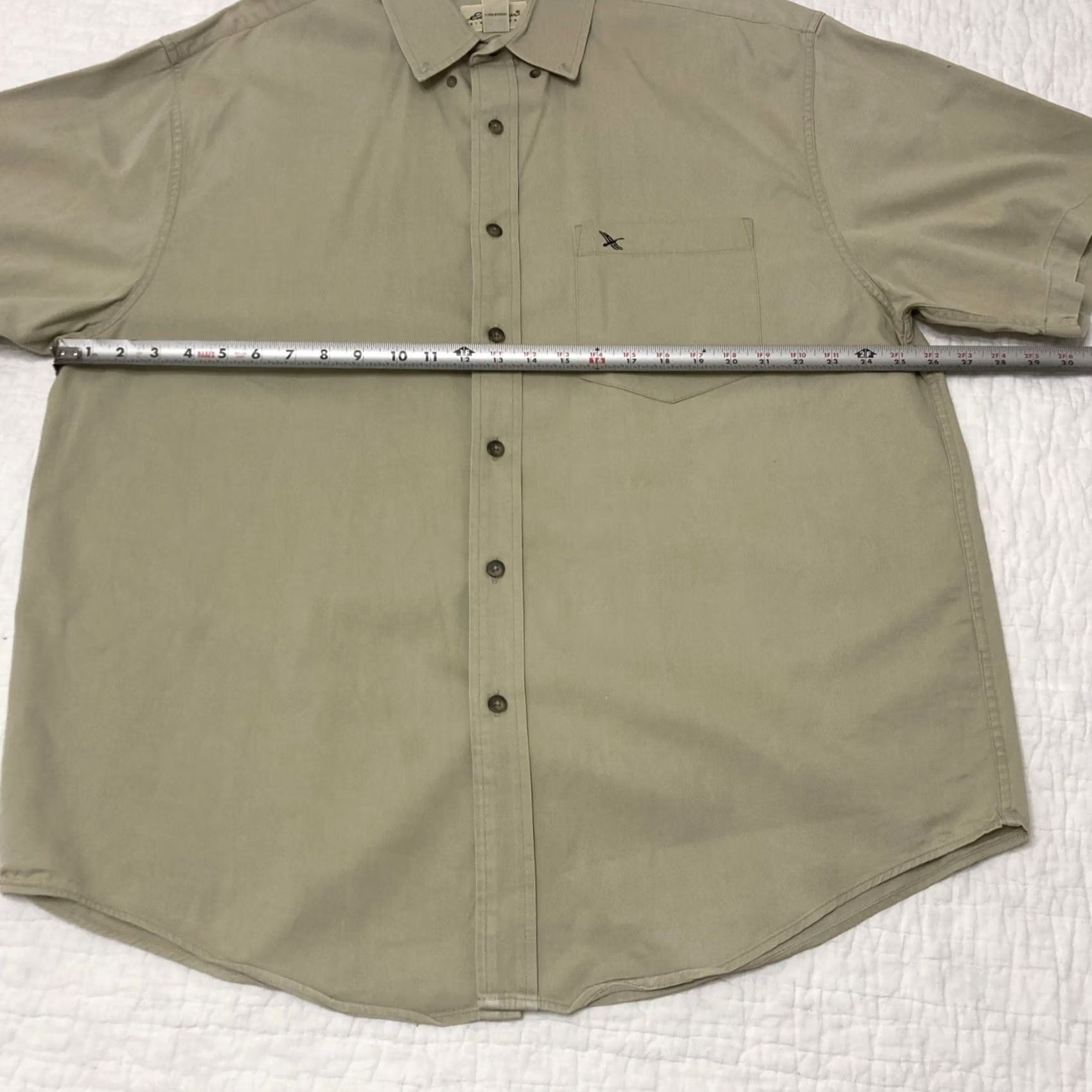 Eddie Bauer VINTAGE Eddie Bauer Button-Up Shirt Men Short Sleeve Fishing Cotton Canvas L Khaki Beige Mens L Shirt Size US 33 - 4 Thumbnail