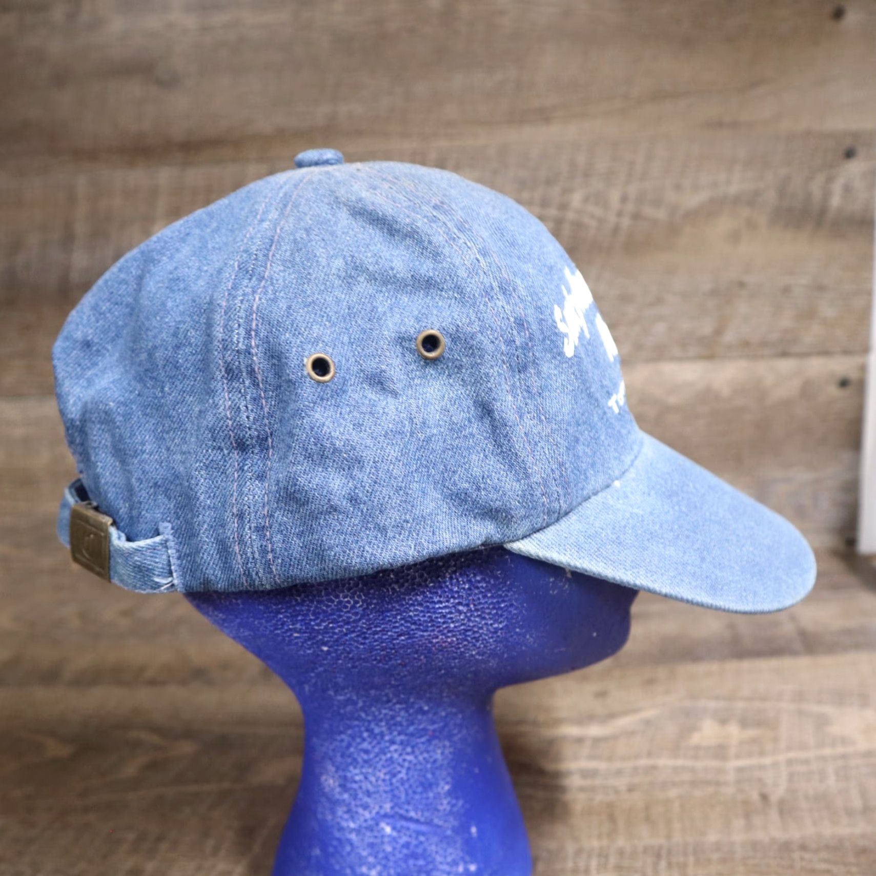 Vintage Nawger Nob Townsend TN Denim Blue Distressed Hat - Smoky Mountain Woodcarvers Cap, Adjustable, Men, Denim Cotton, Blue, Casual Comfort Size ONE SIZE - 3 Thumbnail