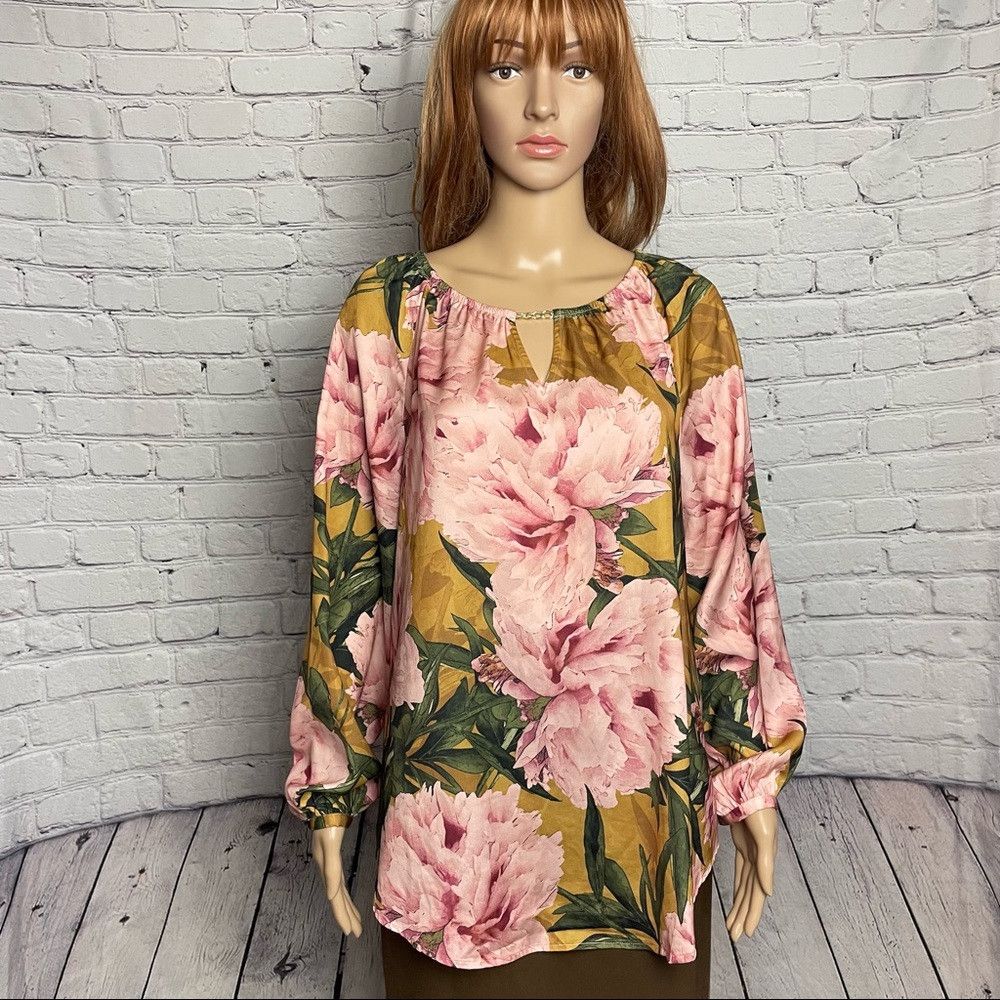 Chicos Chico's Floral Hardware-Trim Pullover Blouse Size 1 US M Size M / US 6-8 / IT 42-44 - 3 Thumbnail