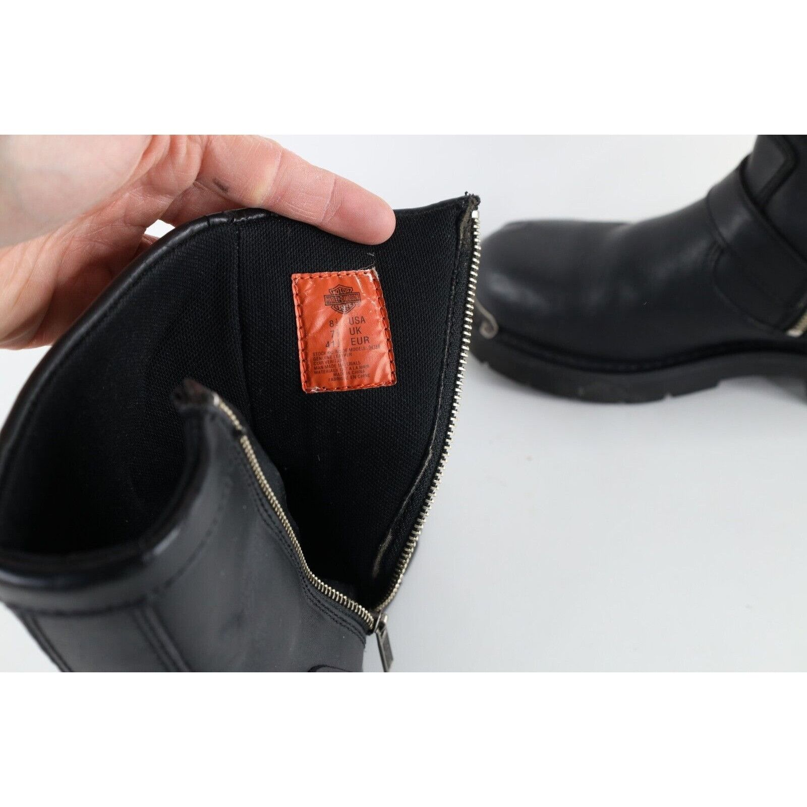Harley Davidson × Vintage Vintage 90s Harley Davidson Fire Flames Skull Moto Boots Size US 8.5 / EU 41-42 - 10 Thumbnail