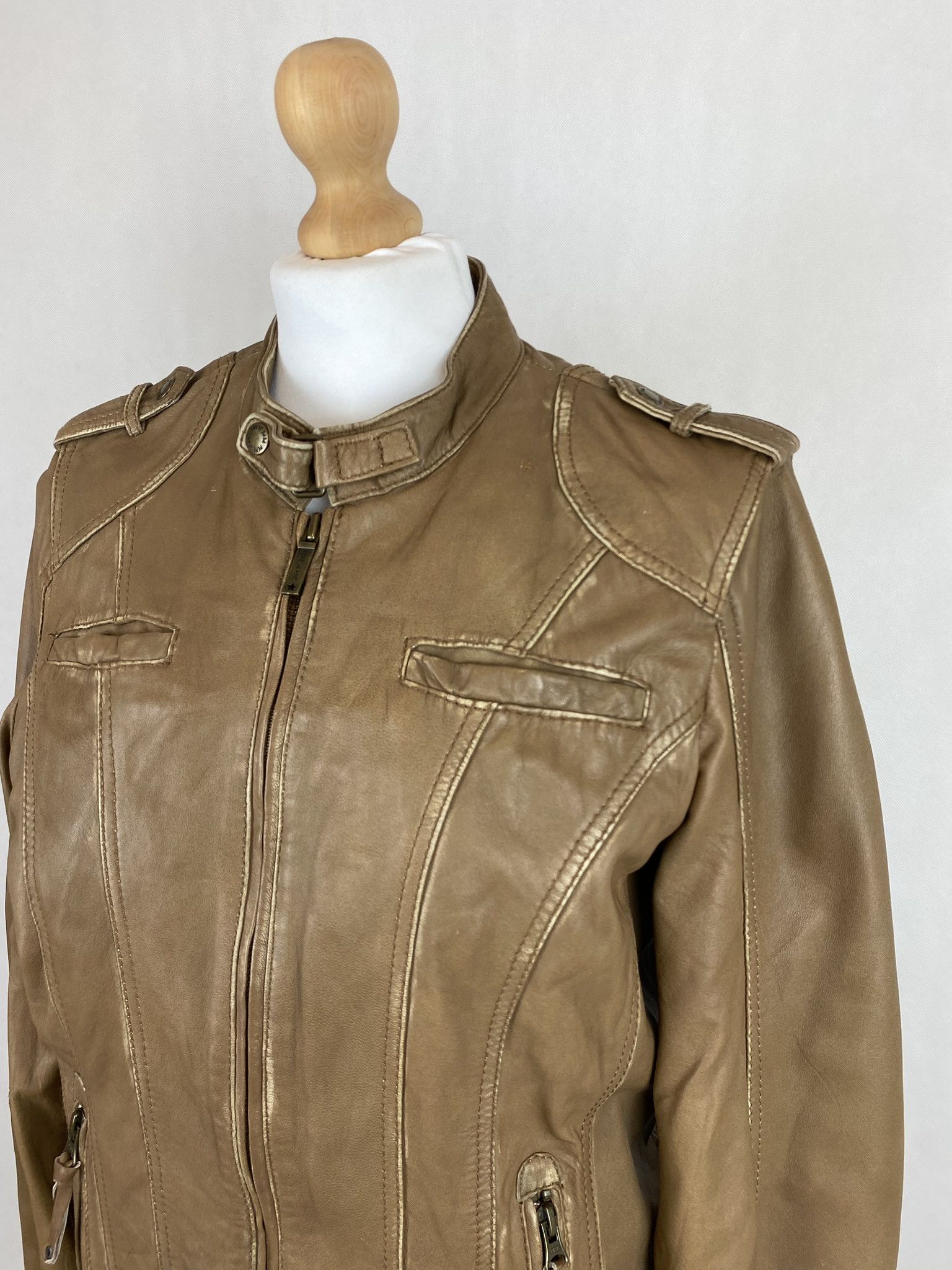 Genuine Leather × Vintage real leather jacket biker moto pepe jeans Size L / US 10 / IT 46 - 4 Thumbnail