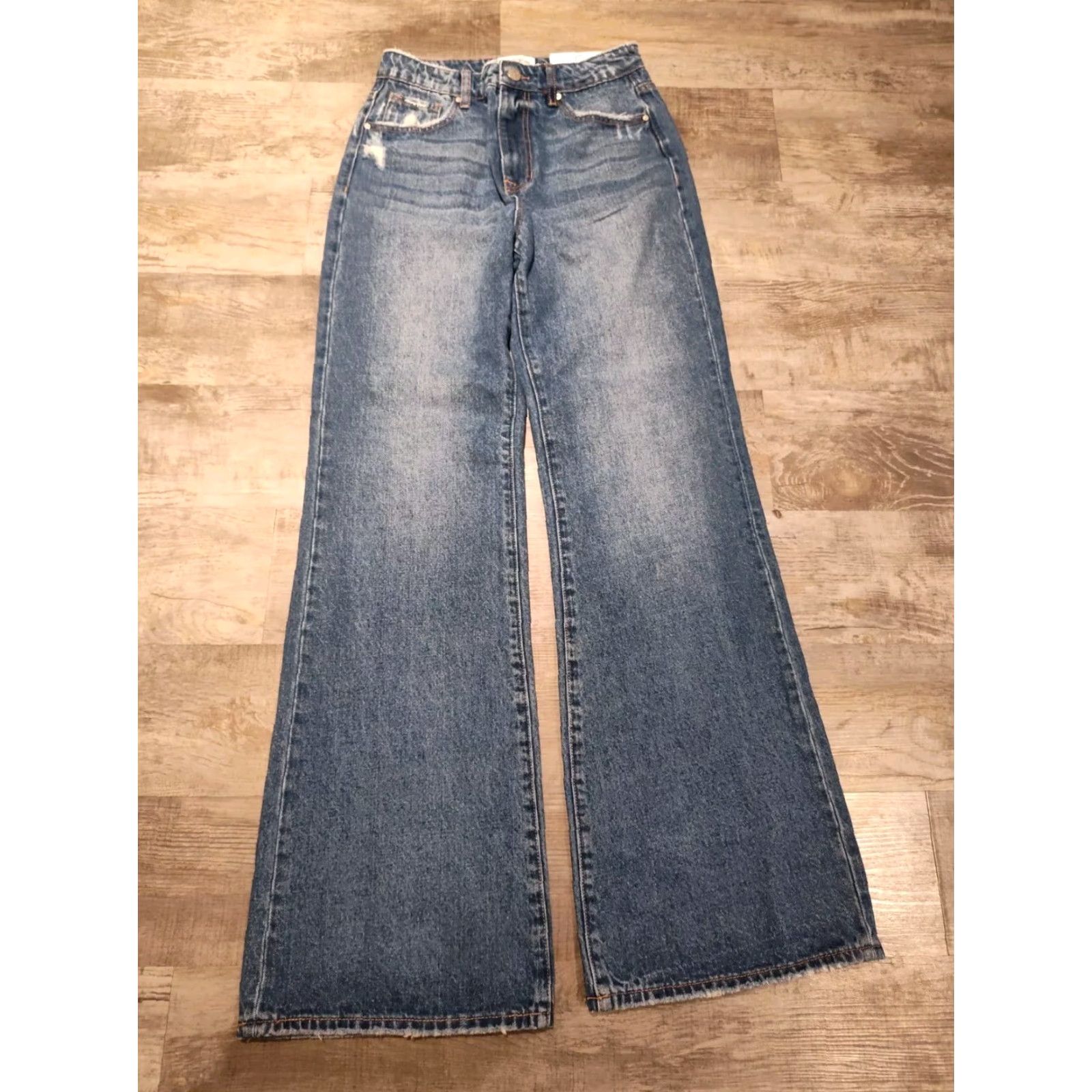 Vintage VINTAGE Insane Gene Womens Jeans Boot Cut Flare Distressed 28W High Rise 33Inch | Cotton Denim, Relaxed Fit, Blue Size 28" / US 6 / IT 42 - 7 Thumbnail