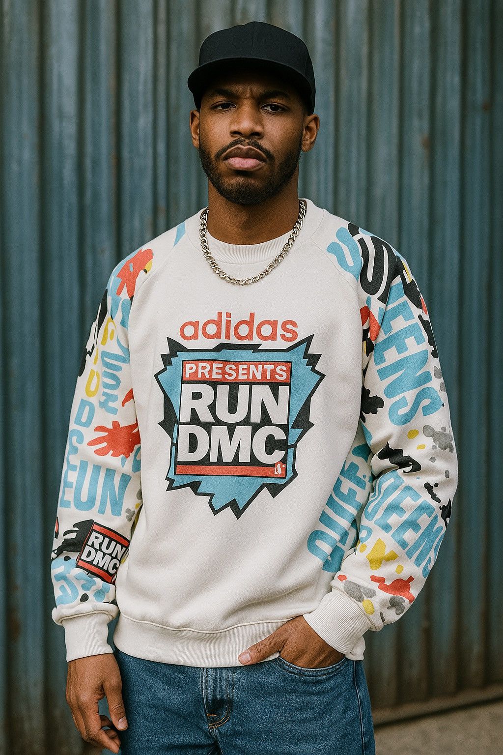 Adidas × RUN DMC × Vintage Vintage Adidas Run DMC Hollis Crew 1985 Sweatshirts Size US L / EU 52-54 / 3 - 2 Thumbnail