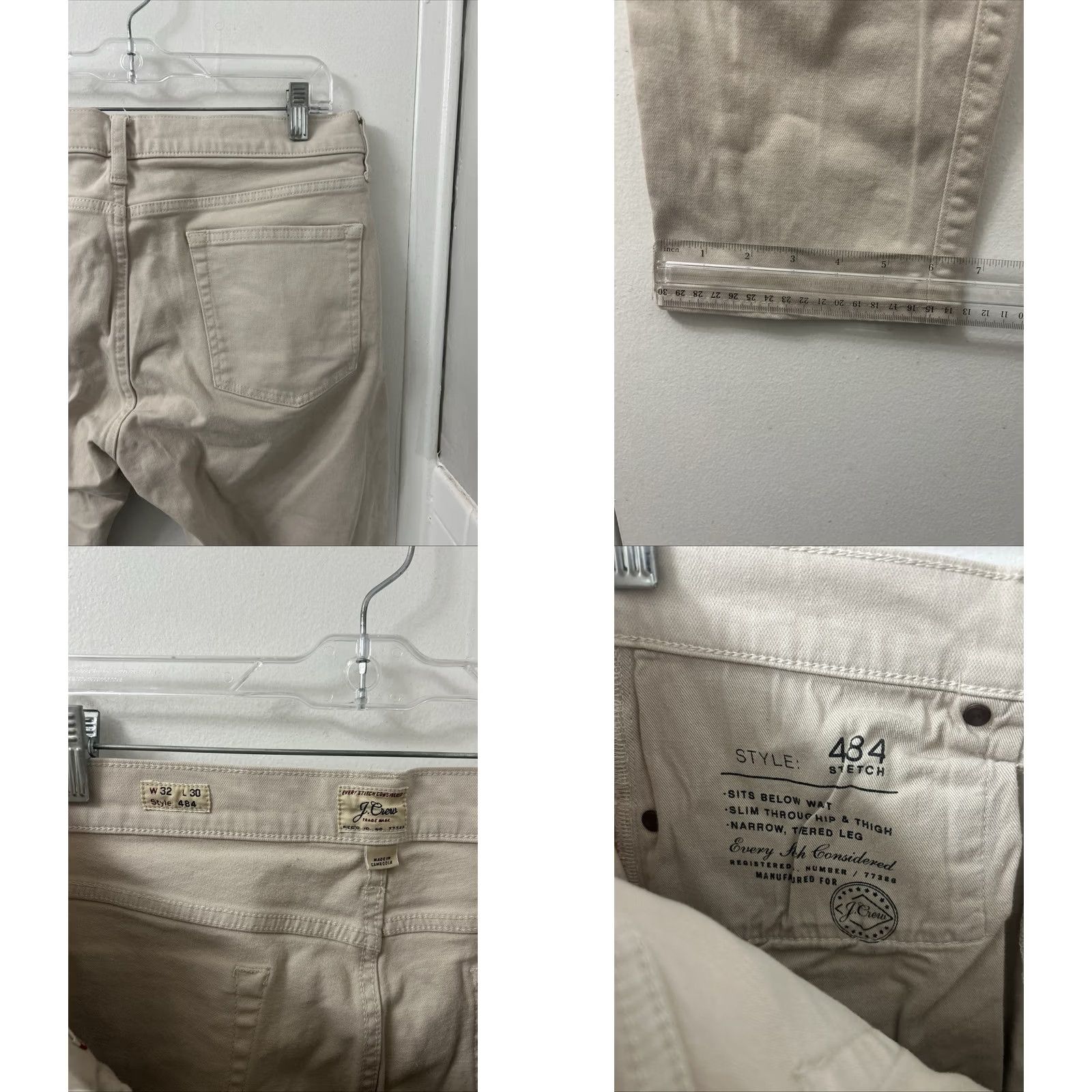 Vintage J Crew 484 Slim-Fit Stretch Chino Pants Mens 32x29 Beige Kurabo Japanese Fabric Slim Tapered Stretch Size US 32 / EU 48 - 8 Thumbnail