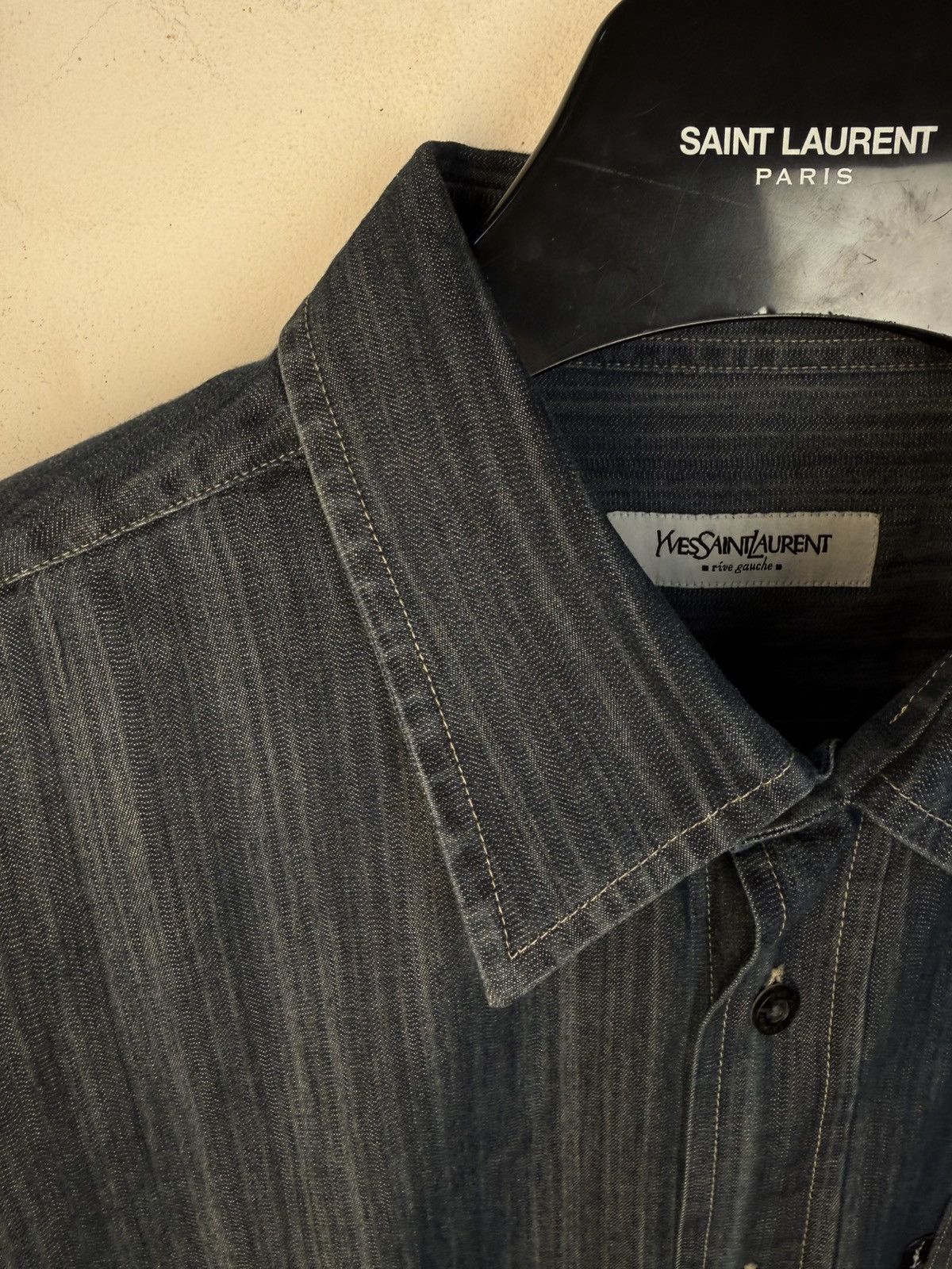 Yves Saint Laurent 🇮🇹 YSL Denim Shirt Rive Gauche Overshirt Button Up Collar Size US XL / EU 56 / 4 - 10 Thumbnail