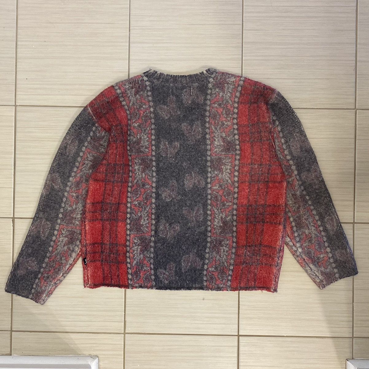Streetwear × Stussy Stussy Mixed Print Alpaca Sweater 